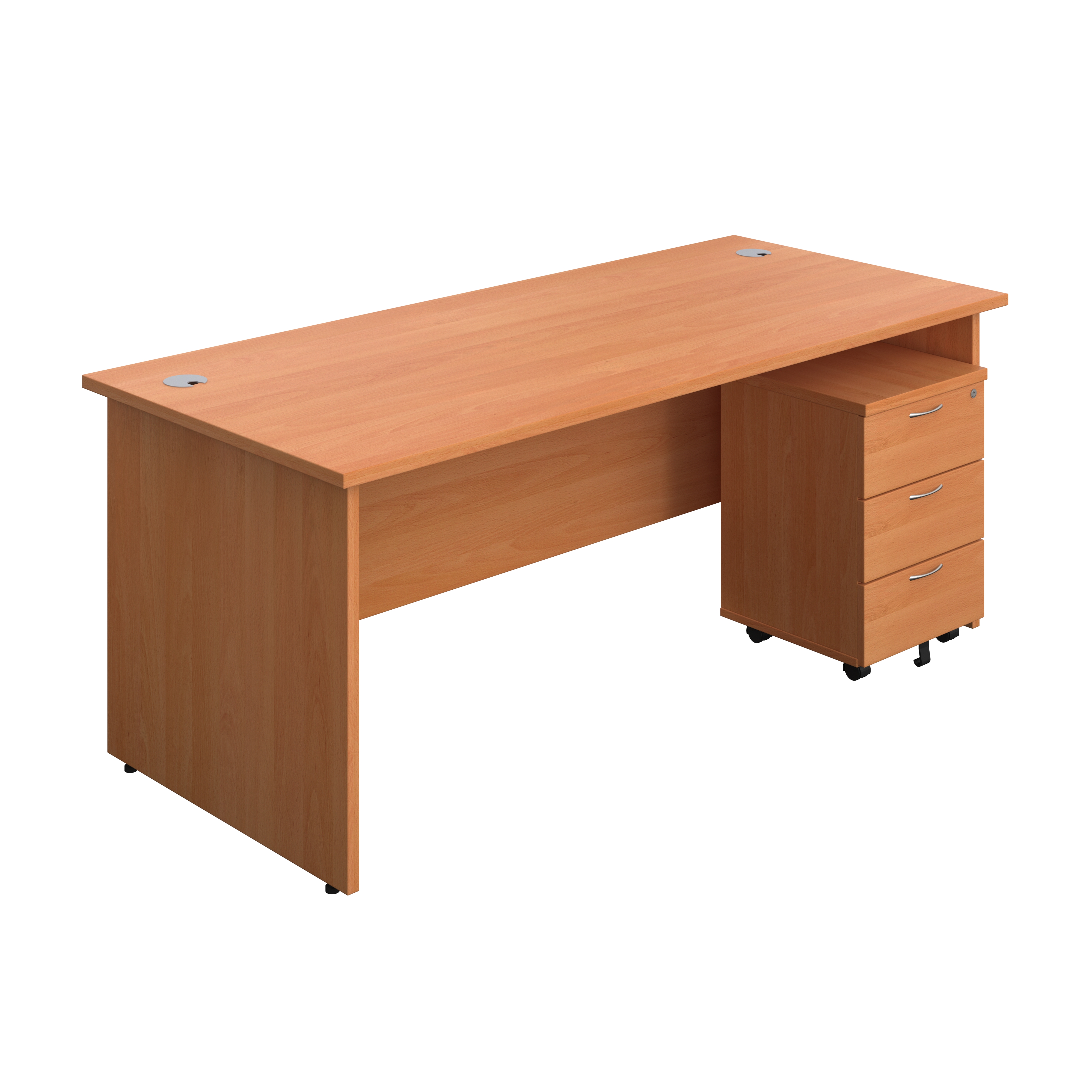 Panel Rectangular Desk + 3 Drawer Mobile Pedestal Bundle (FSC) | 1800X800 | Beech/Beech