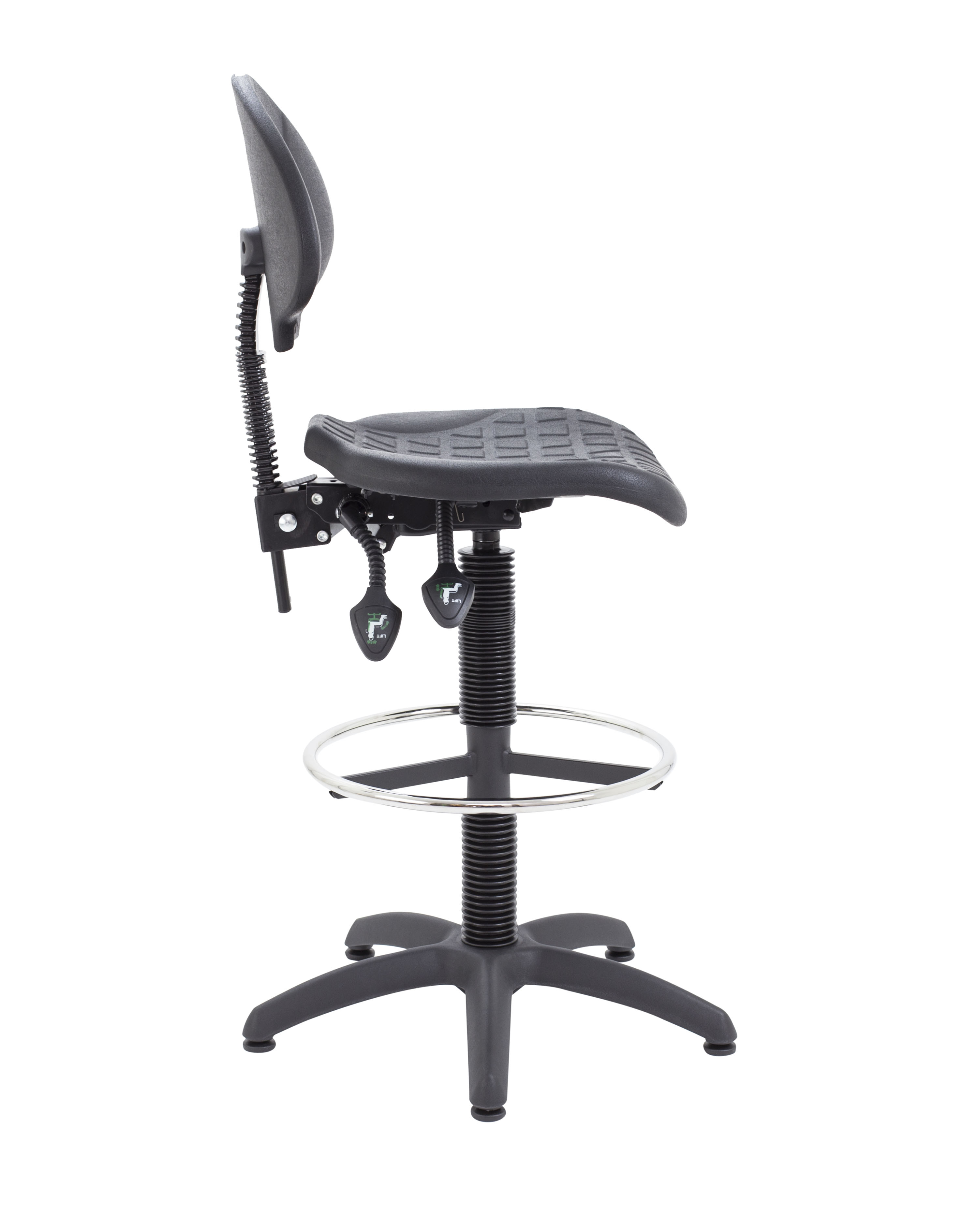 Factory Chair 2 Lever with Draughtsman Kit | Static Foot Ring | Black thumbnail 3