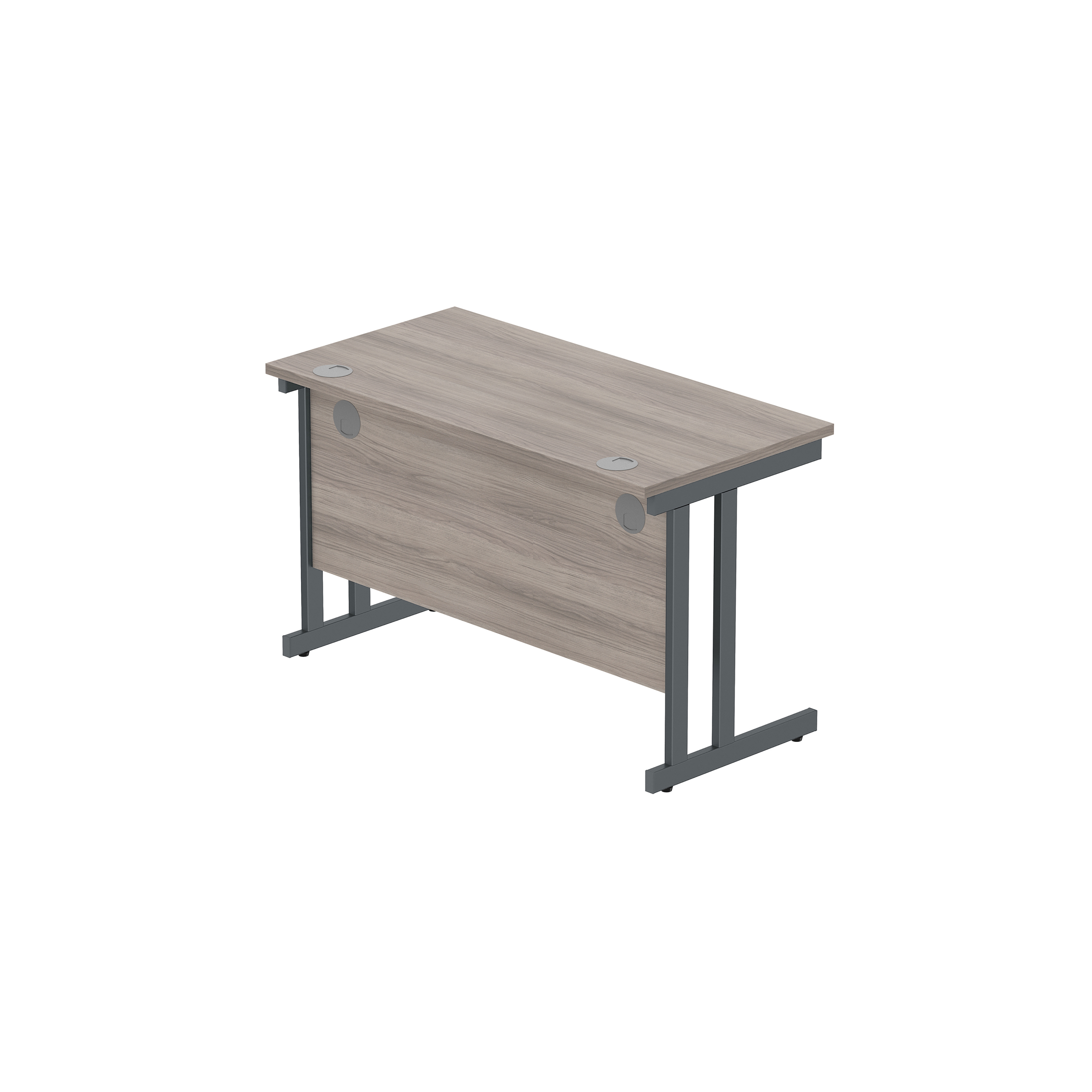 Office Rectangular Desk with Steel Double Upright Cantilever Frame (FSC) | 1200X600 | Alaskan Grey Oak/Graphite thumbnail 6