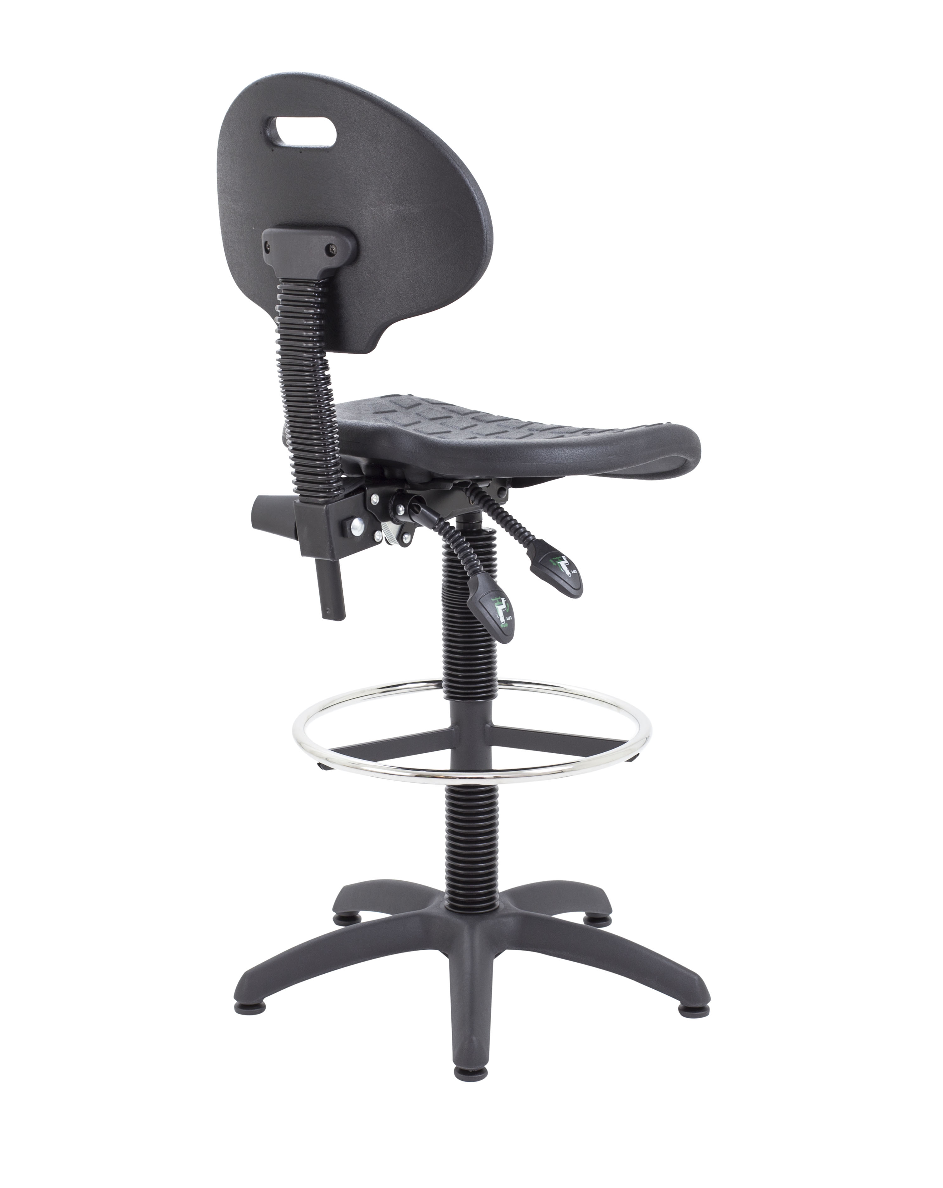 Factory Chair 2 Lever with Draughtsman Kit | Static Foot Ring | Black thumbnail 4