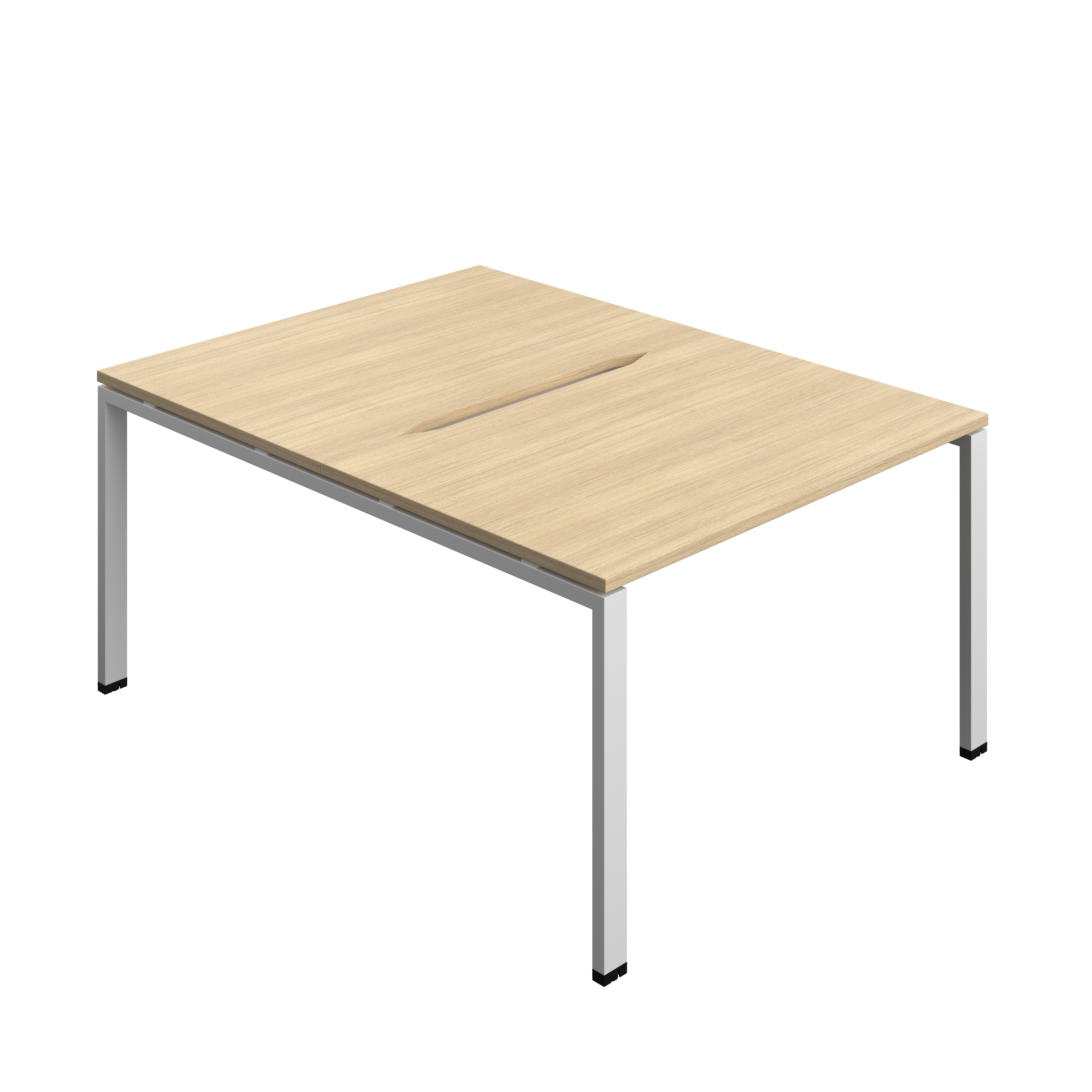 Synergy Bench with Cut Out: 2 Person (FSC) : Goal Post Leg : 1200 | 800 | Nova Oak/Silver
