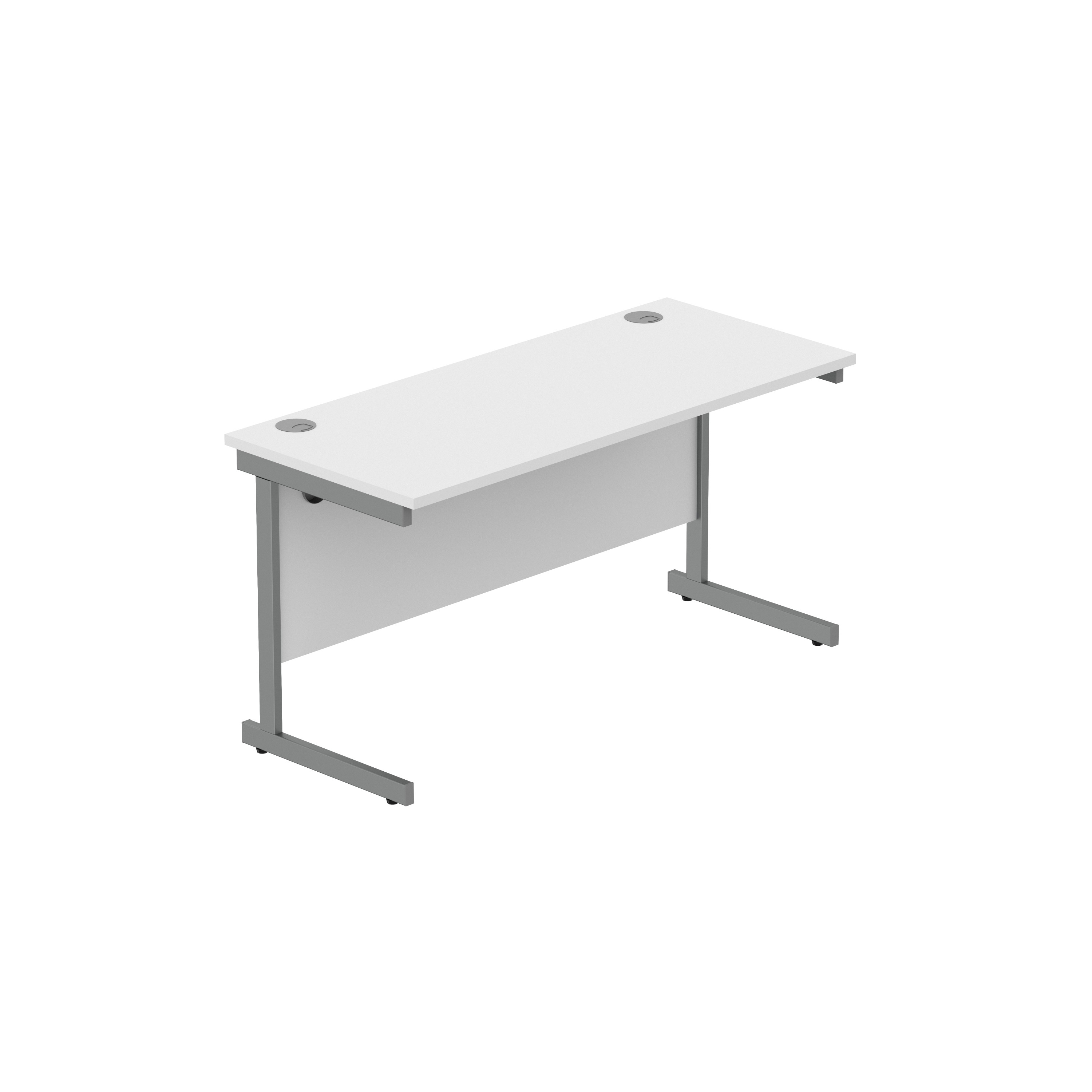 Office Rectangular Desk with Steel Single Upright Cantilever Frame (FSC) | 1400X600 | Arctic White/Graphite