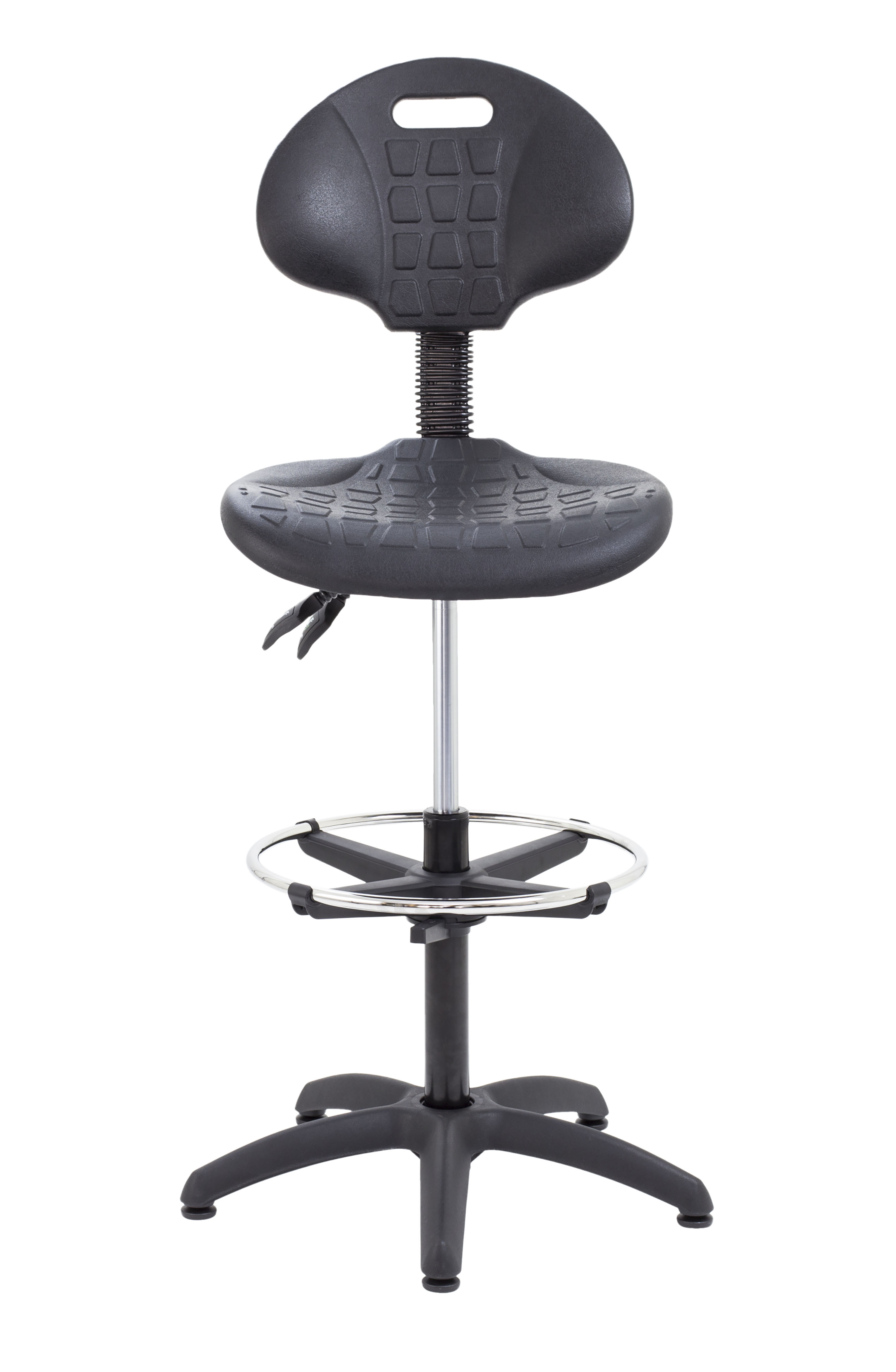 Factory Chair 2 Lever with Draughtsman Kit | Adjustable Foot Ring | Black thumbnail 2