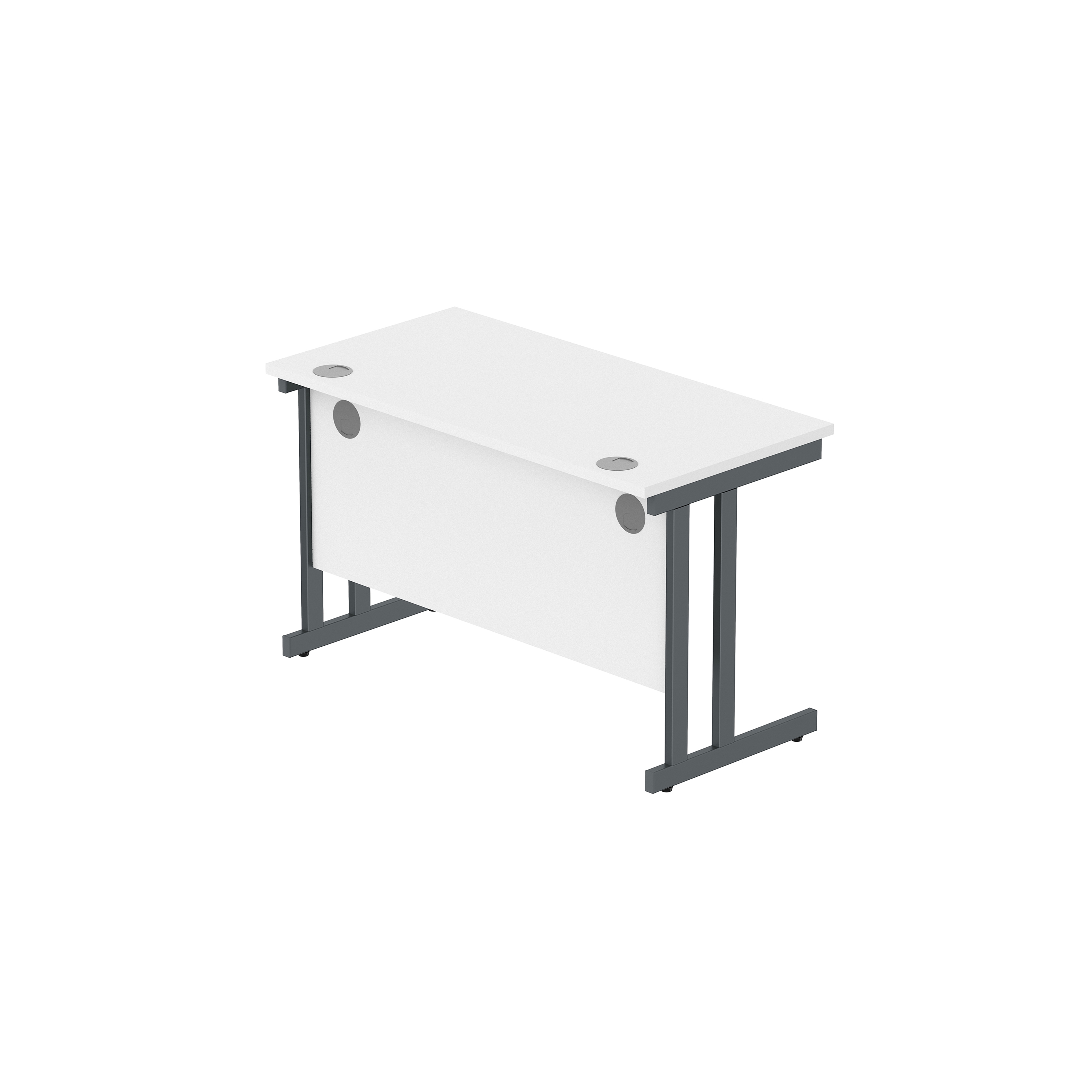 Office Rectangular Desk with Steel Double Upright Cantilever Frame (FSC) | 1200X600 | Arctic White/Graphite thumbnail 6