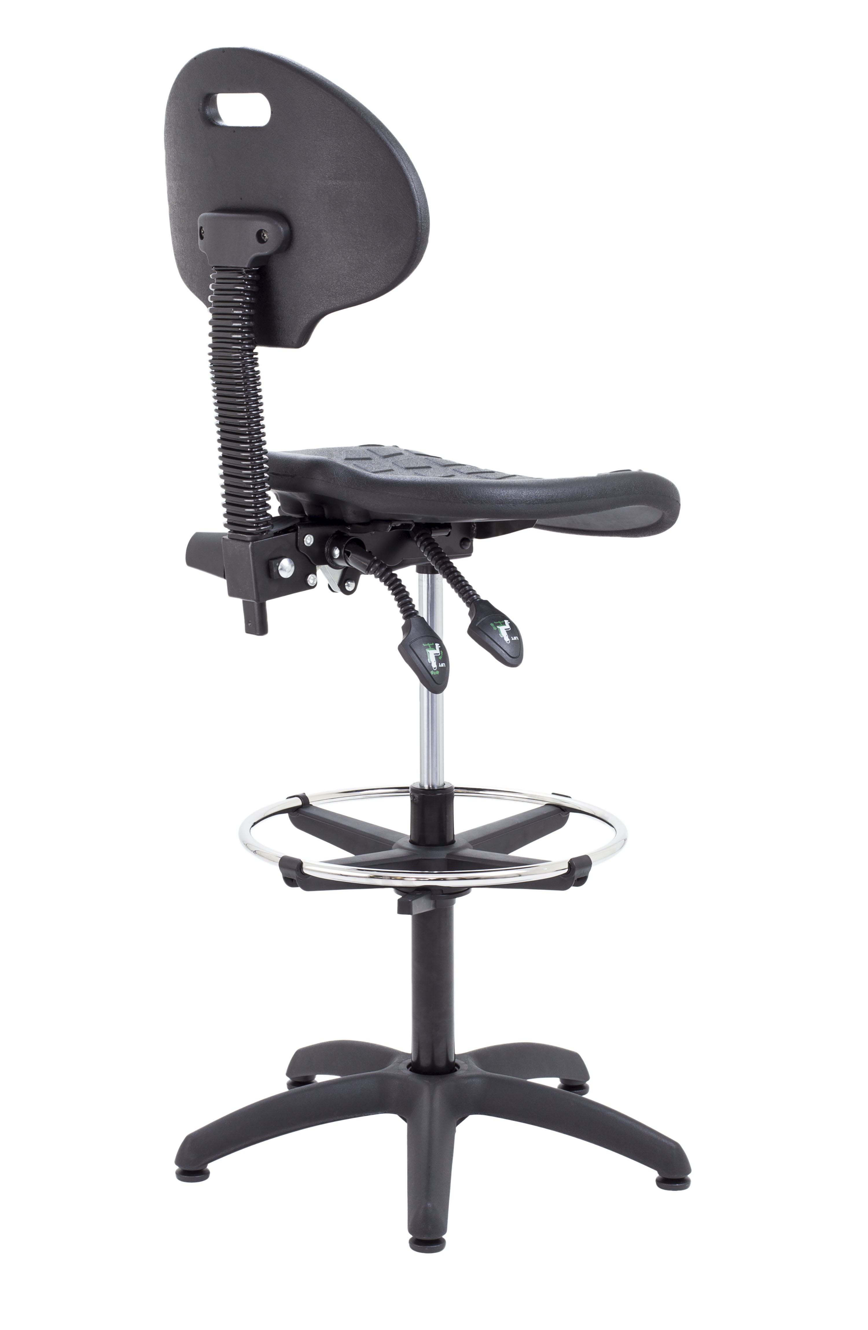 Factory Chair 2 Lever with Draughtsman Kit | Adjustable Foot Ring | Black thumbnail 4