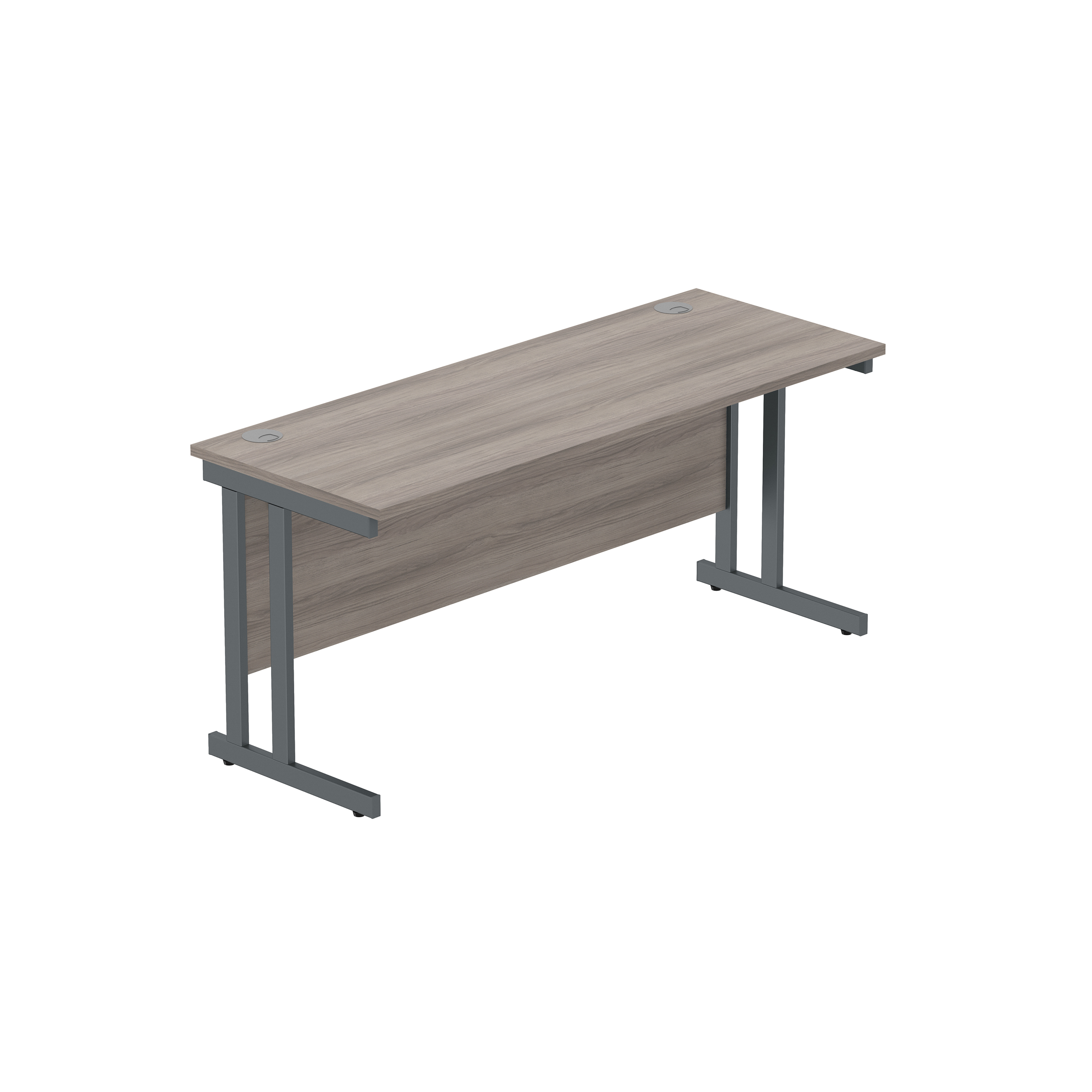 Office Rectangular Desk with Steel Double Upright Cantilever Frame (FSC) | 1600X600 | Alaskan Grey Oak/Graphite thumbnail 2