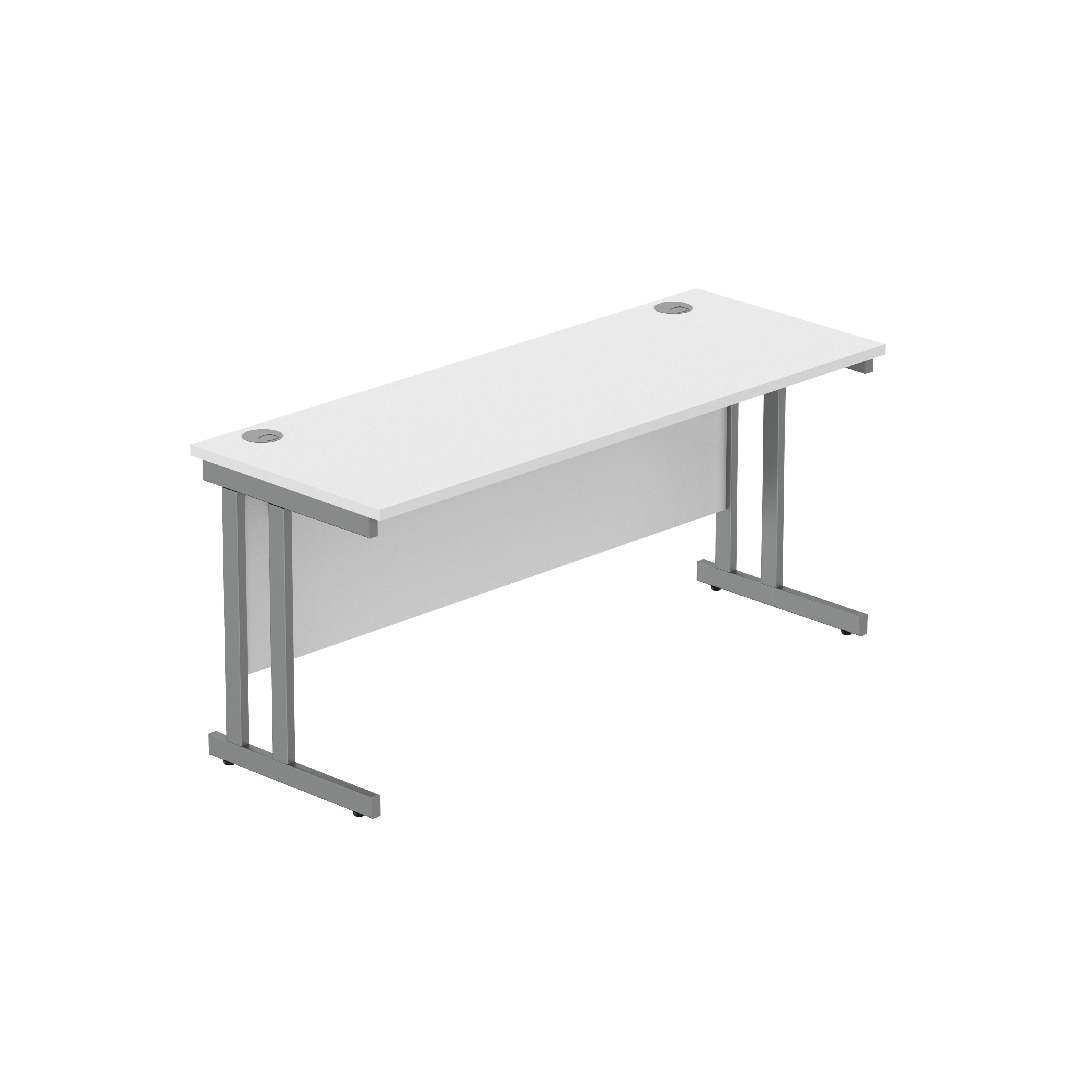 Office Rectangular Desk with Steel Double Upright Cantilever Frame (FSC) | 1600X600 | Arctic White/Graphite