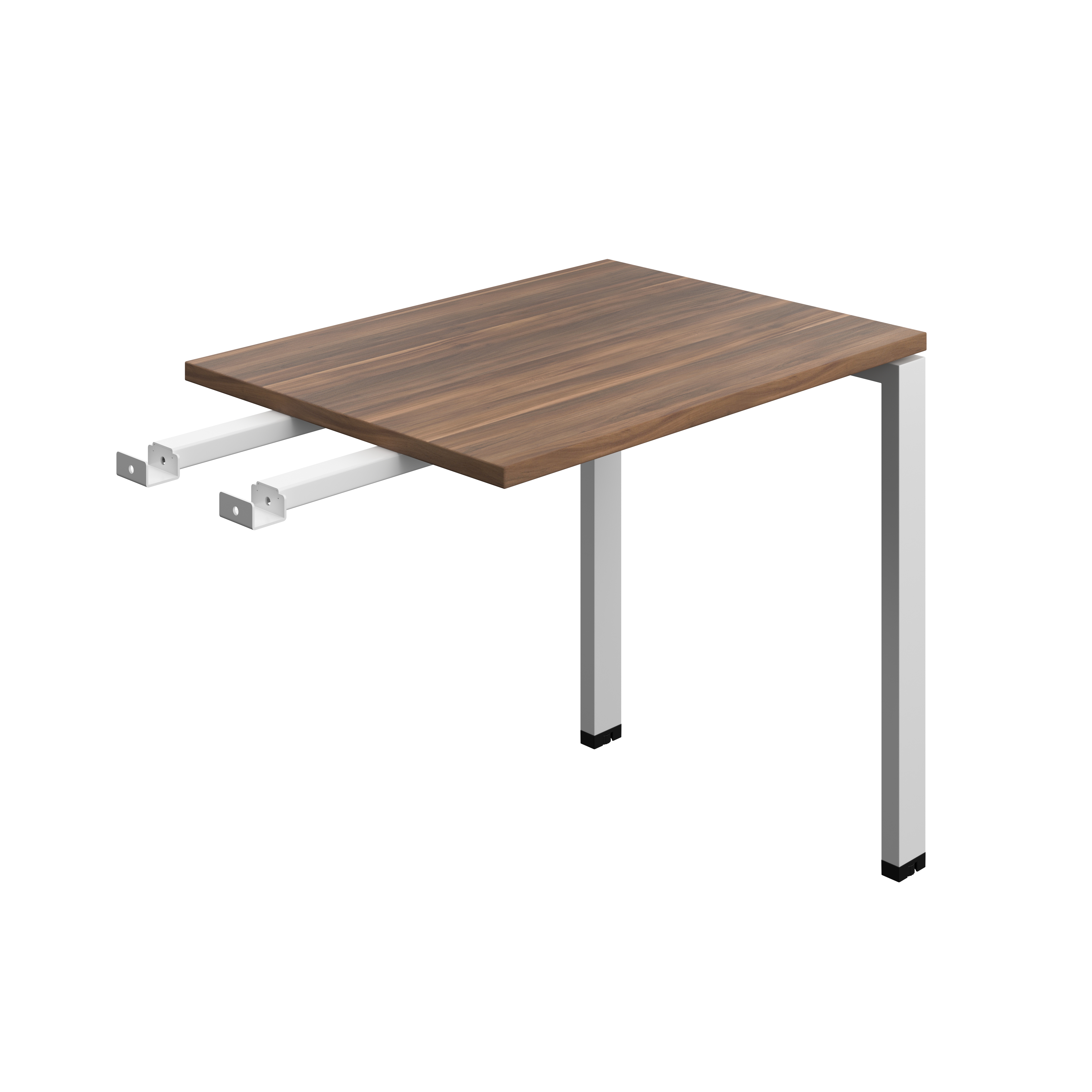 Synergy Bench with Return : Goal Post Leg | 800 X 600 | Dark Walnut/Silver