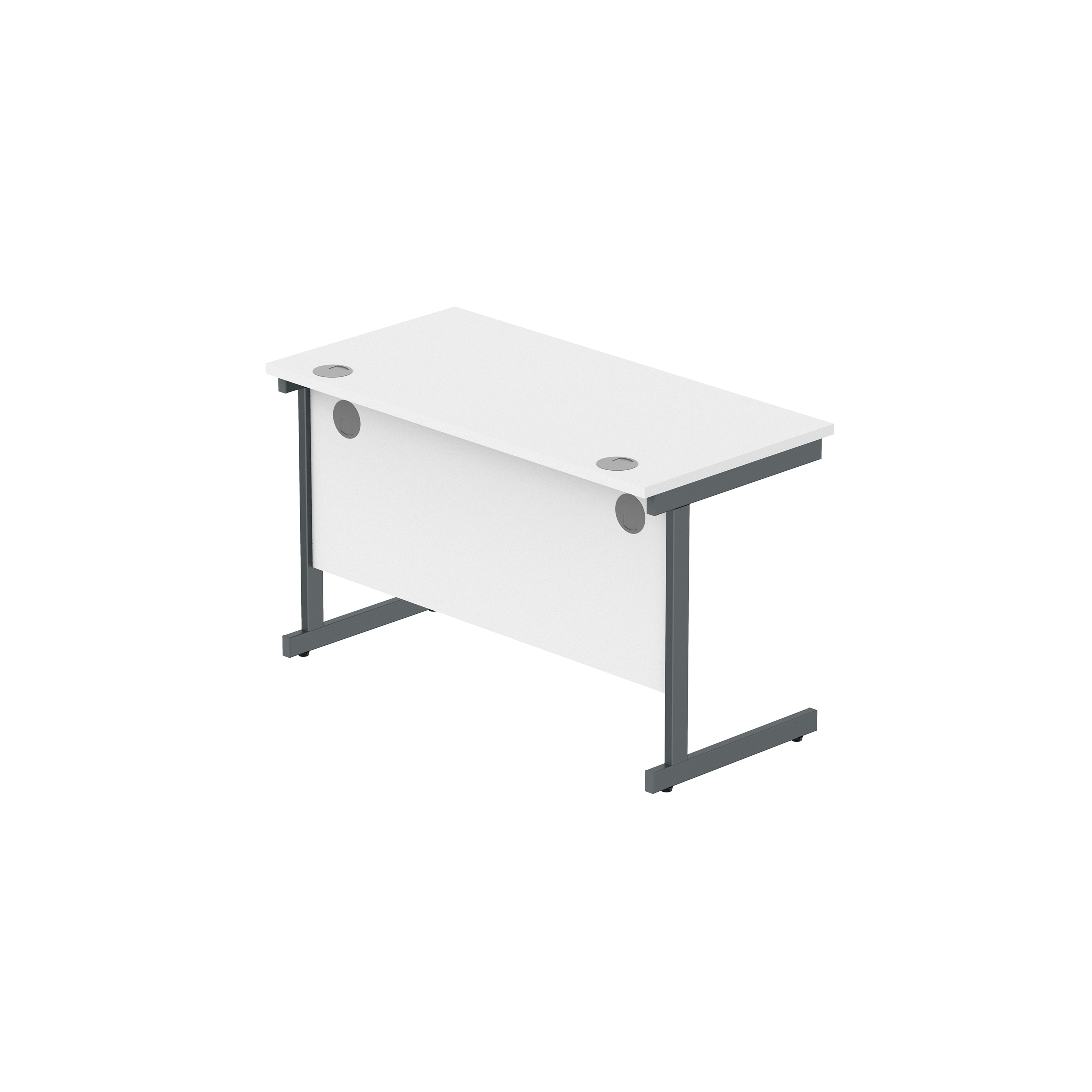 Office Rectangular Desk with Steel Single Upright Cantilever Frame (FSC) | 1200X600 | Arctic White/Graphite thumbnail 6