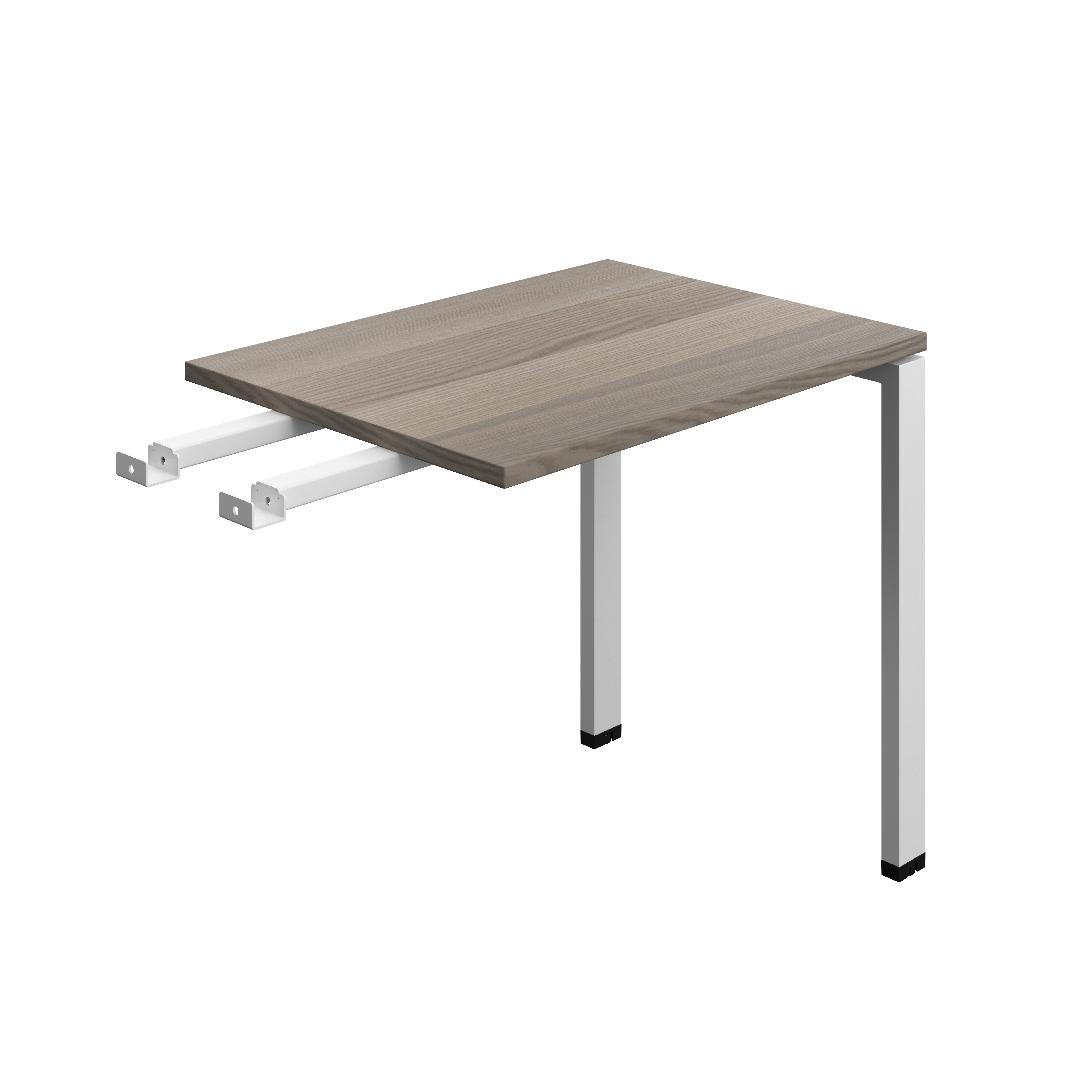 Synergy Bench with Return : Goal Post Leg | 800 X 600 | Grey Oak/Silver