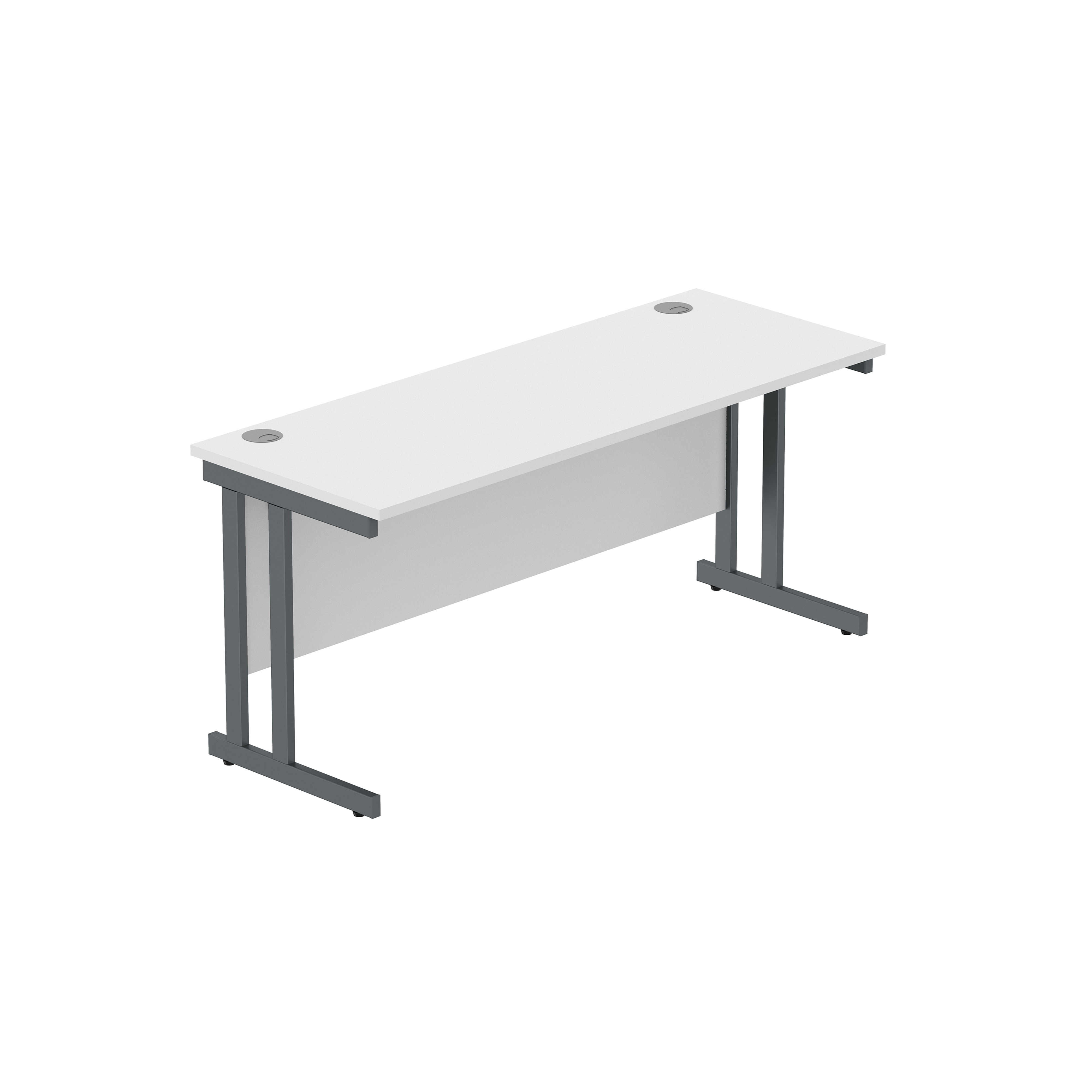 Office Rectangular Desk with Steel Double Upright Cantilever Frame (FSC) | 1600X600 | Arctic White/Graphite thumbnail 2