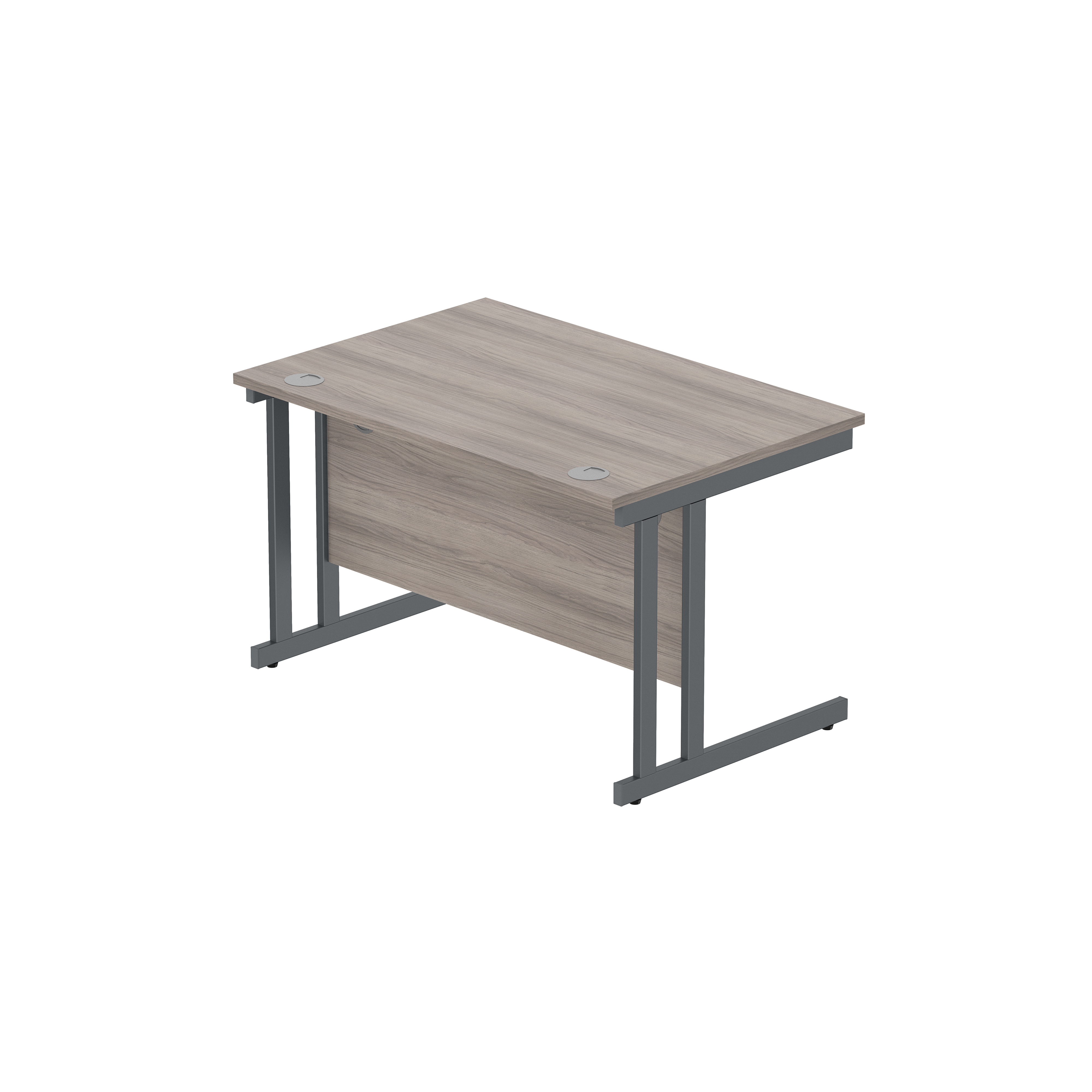 Office Rectangular Desk with Steel Double Upright Cantilever Frame (FSC) | 1200X800 | Alaskan Grey Oak/Graphite thumbnail 6