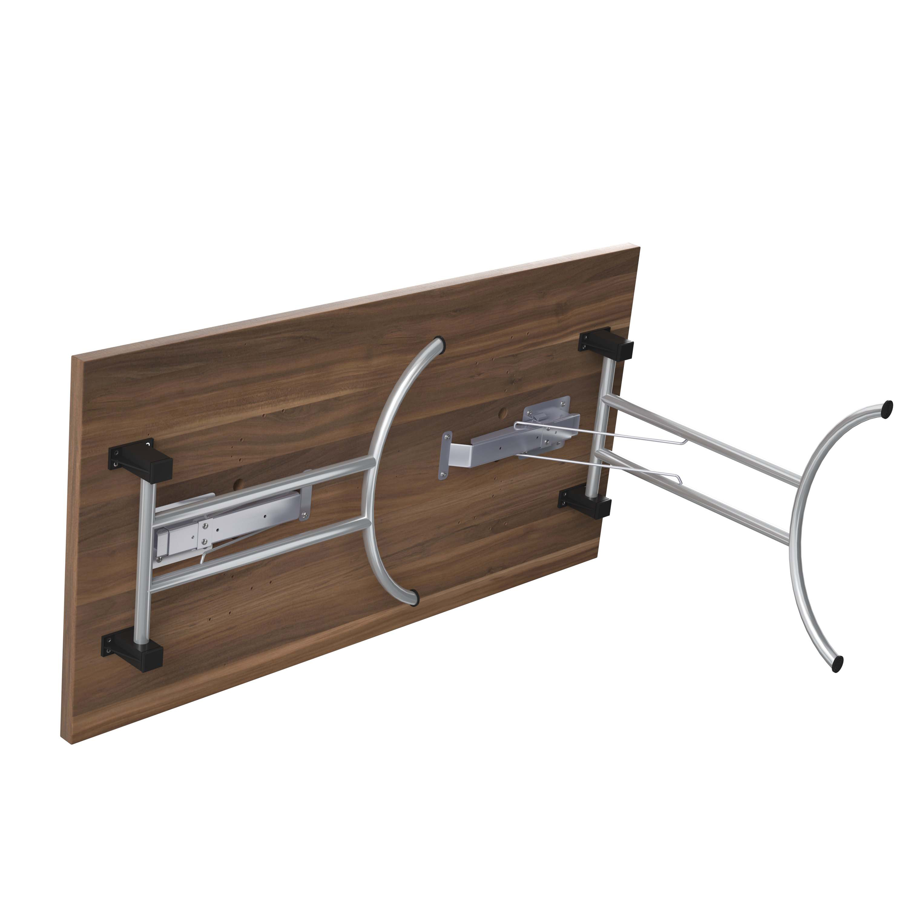 One Union Rectangular Folding Table (FSC) | 1400 X 700 | Dark Walnut/Chrome thumbnail 4