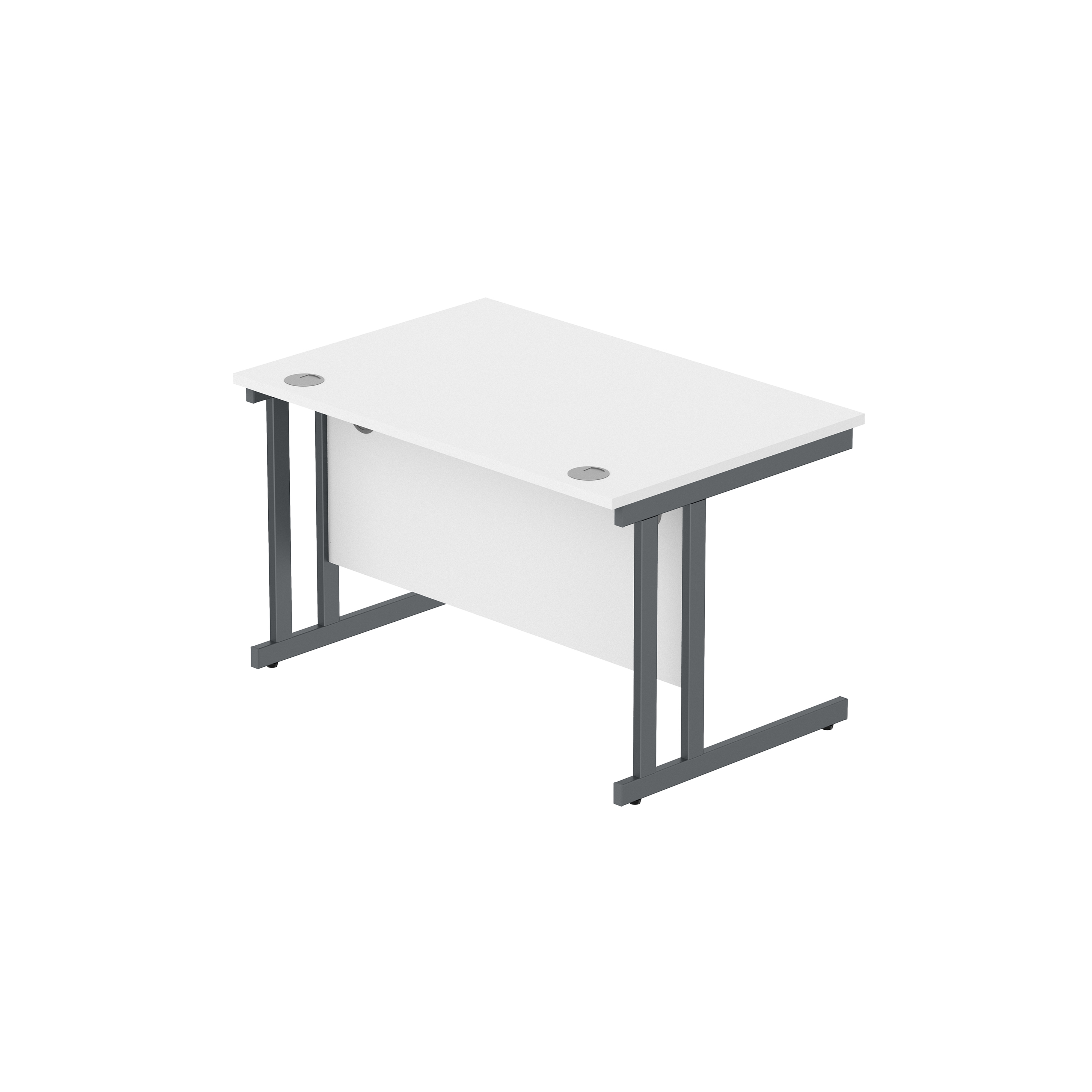 Office Rectangular Desk with Steel Double Upright Cantilever Frame (FSC) | 1200X800 | Arctic White/Graphite thumbnail 6