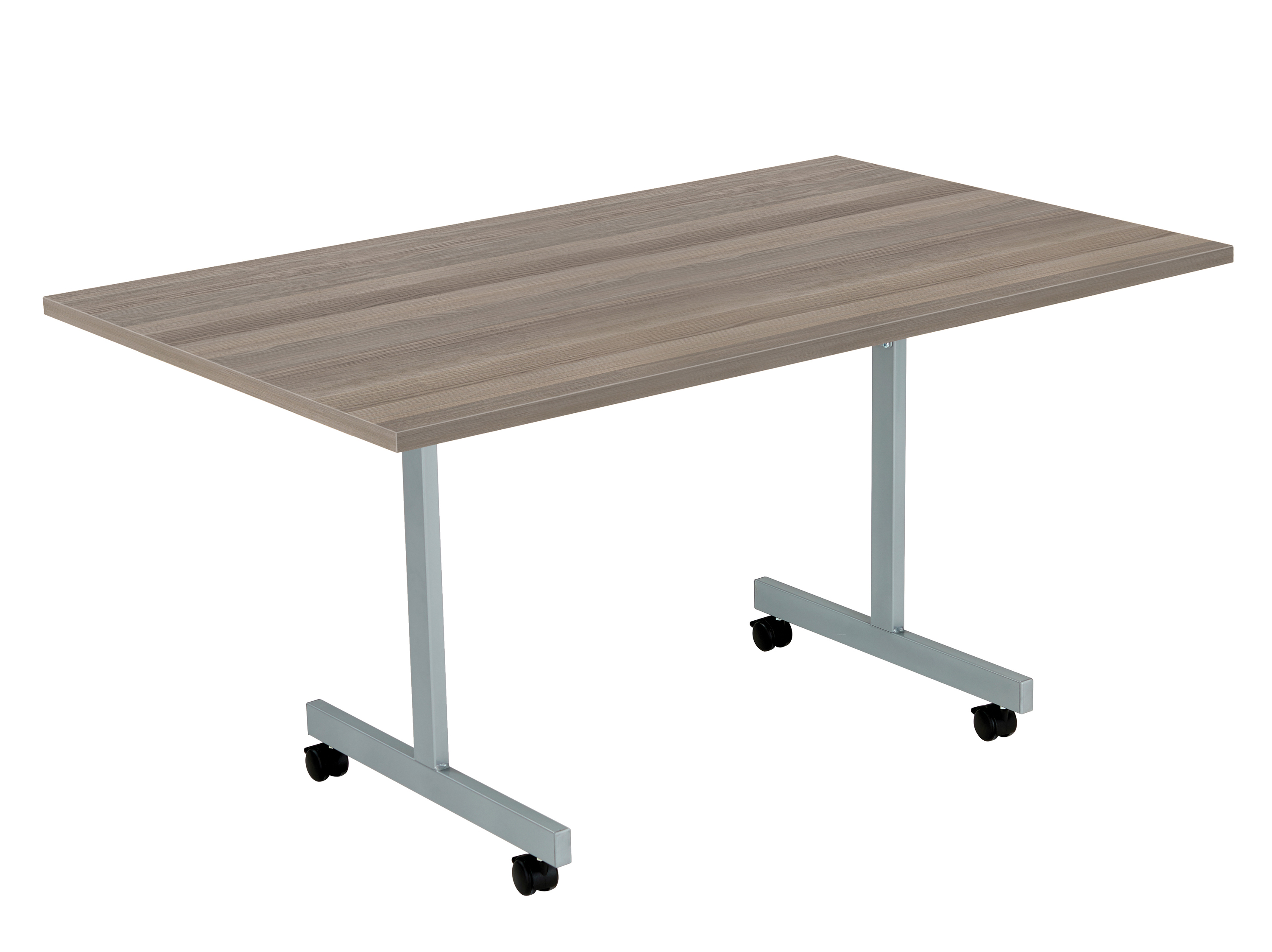 One Eighty Rectangular Tilting Table (FSC) | 1400 X 800 | Grey Oak/Silver