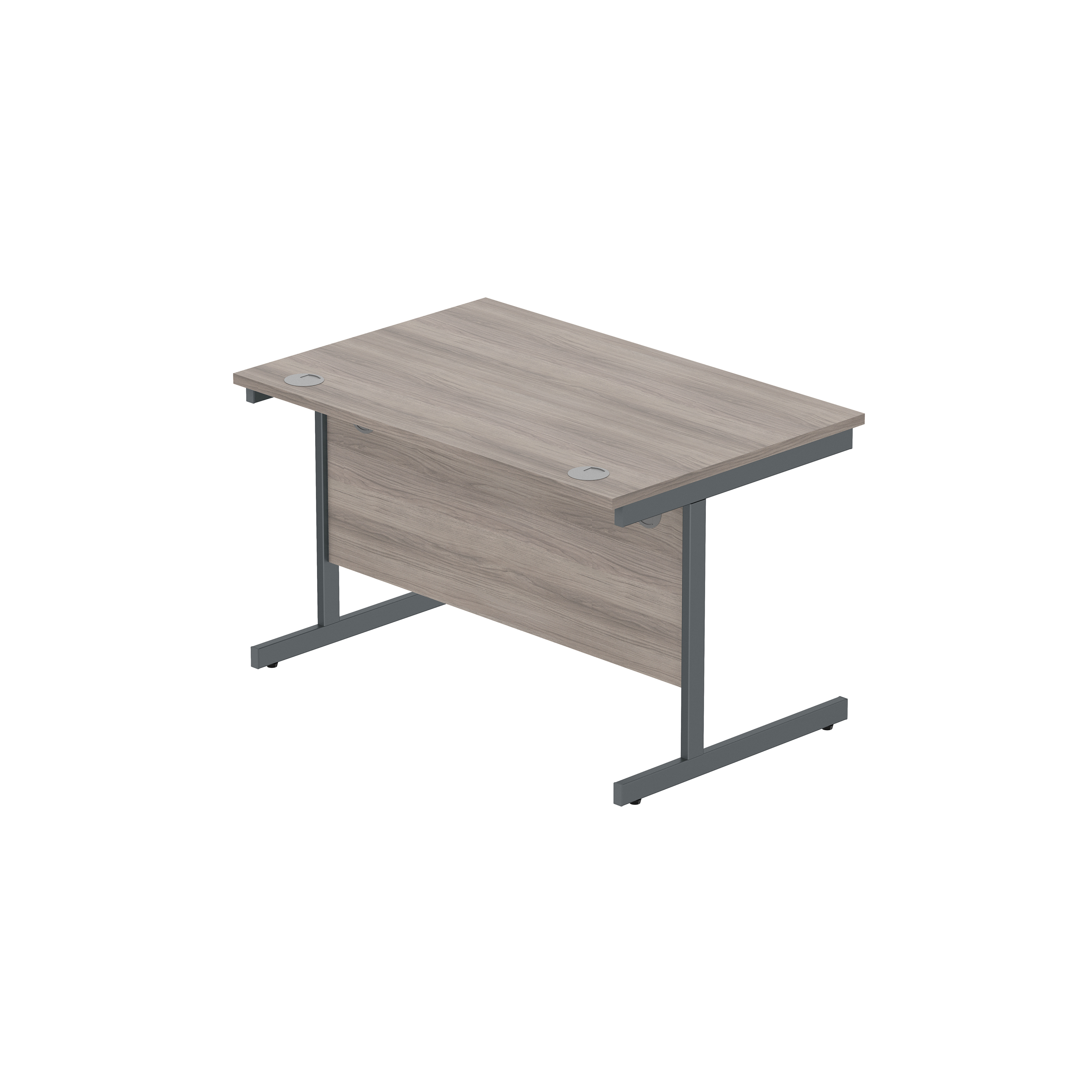 Office Rectangular Desk with Steel Single Upright Cantilever Frame (FSC) | 1200X800 | Alaskan Grey Oak/Graphite thumbnail 6
