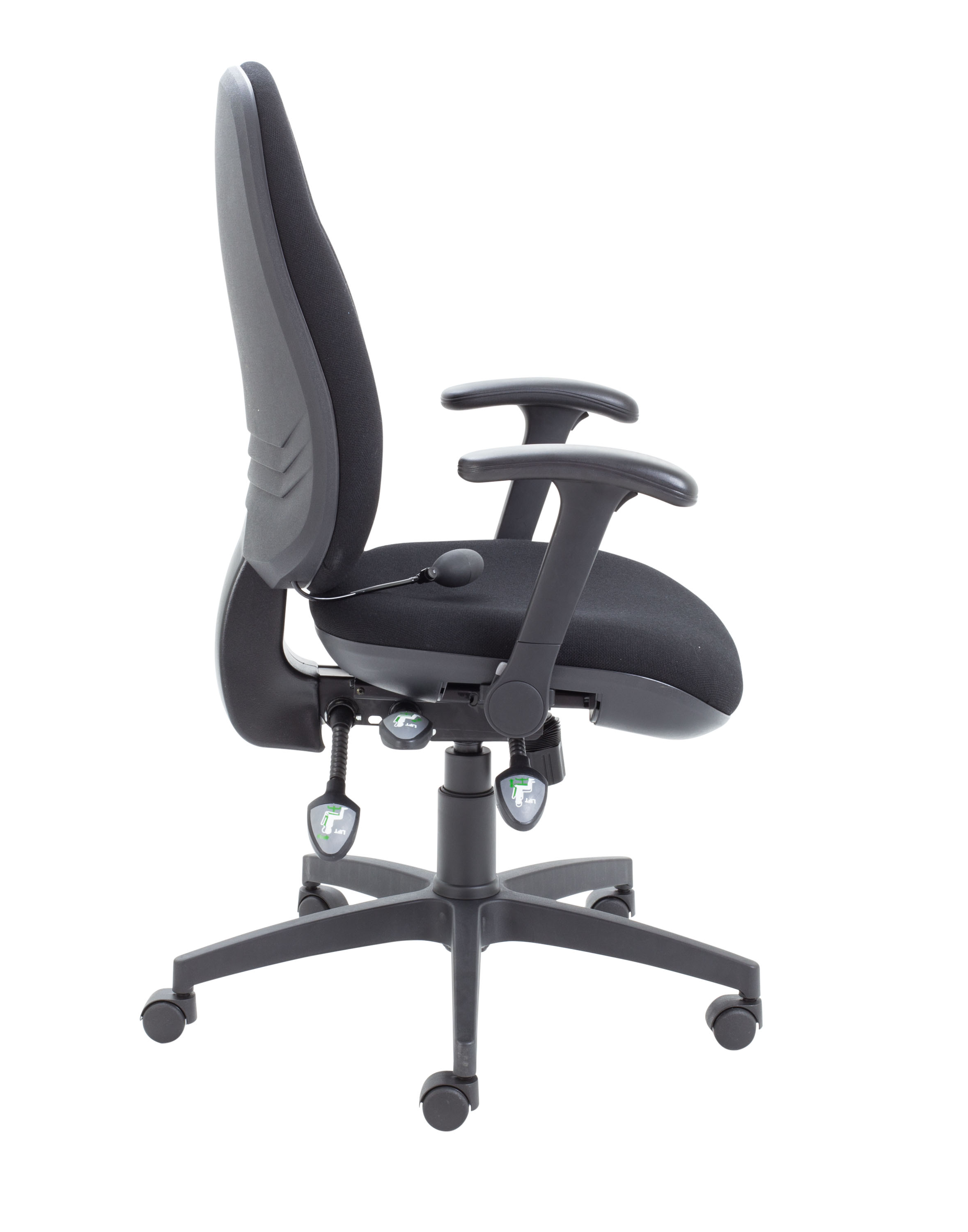 Maxi Ergo Chair with Lumbar Pump | Folding Arms | Black thumbnail 3