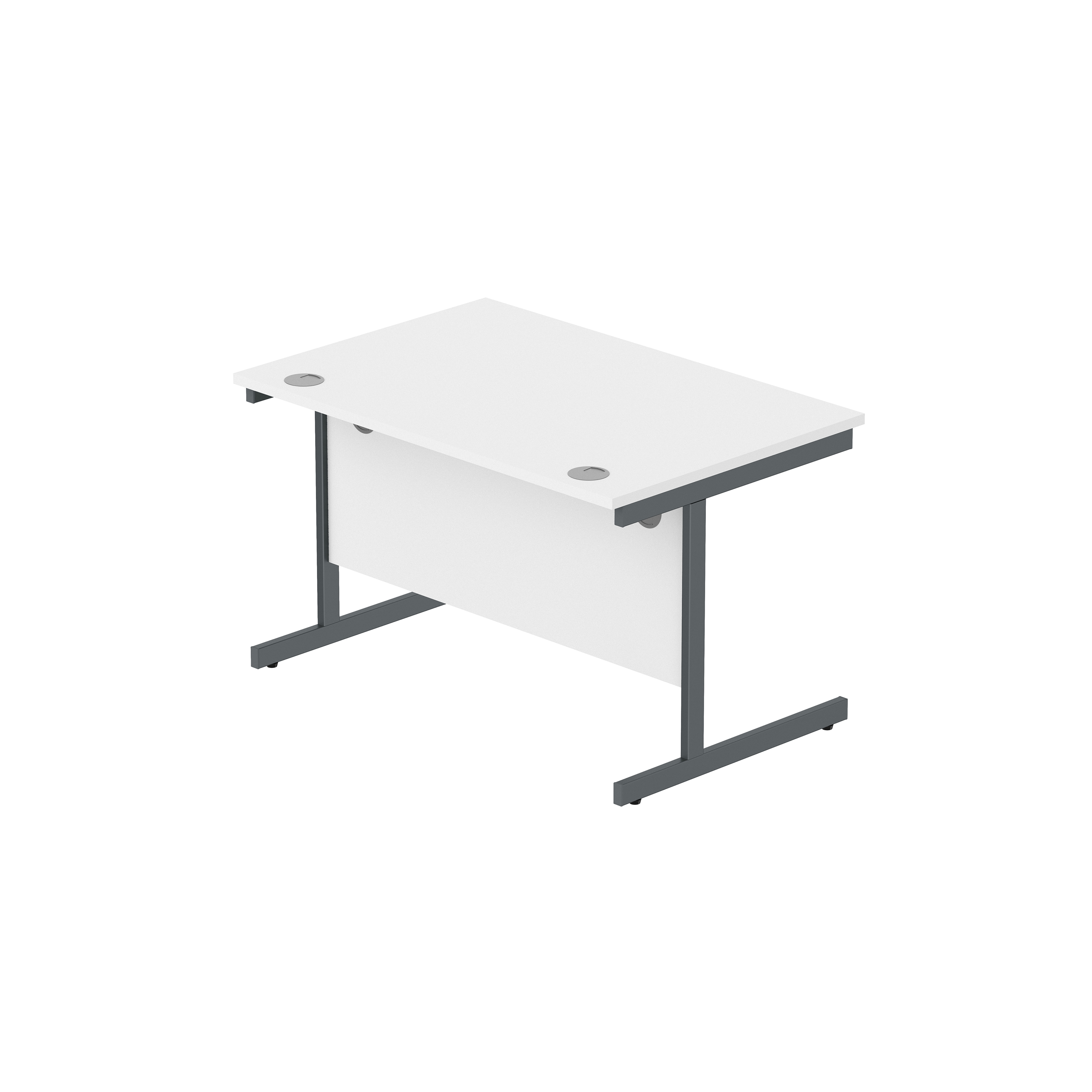 Office Rectangular Desk with Steel Single Upright Cantilever Frame (FSC) | 1200X800 | Arctic White/Graphite thumbnail 6