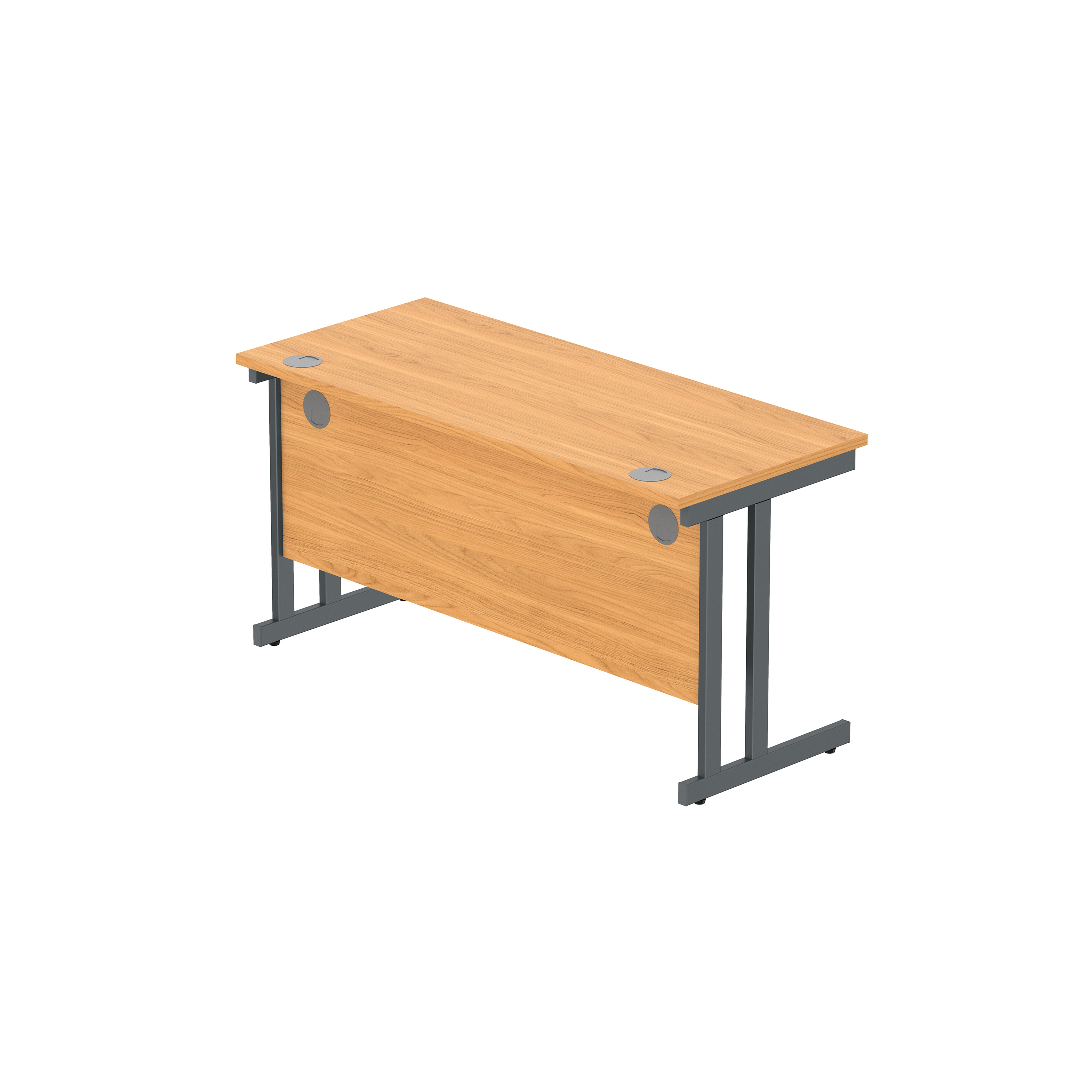 Office Rectangular Desk with Steel Double Upright Cantilever Frame (FSC) | 1400X600 | Norwegian Beech/Graphite thumbnail 6