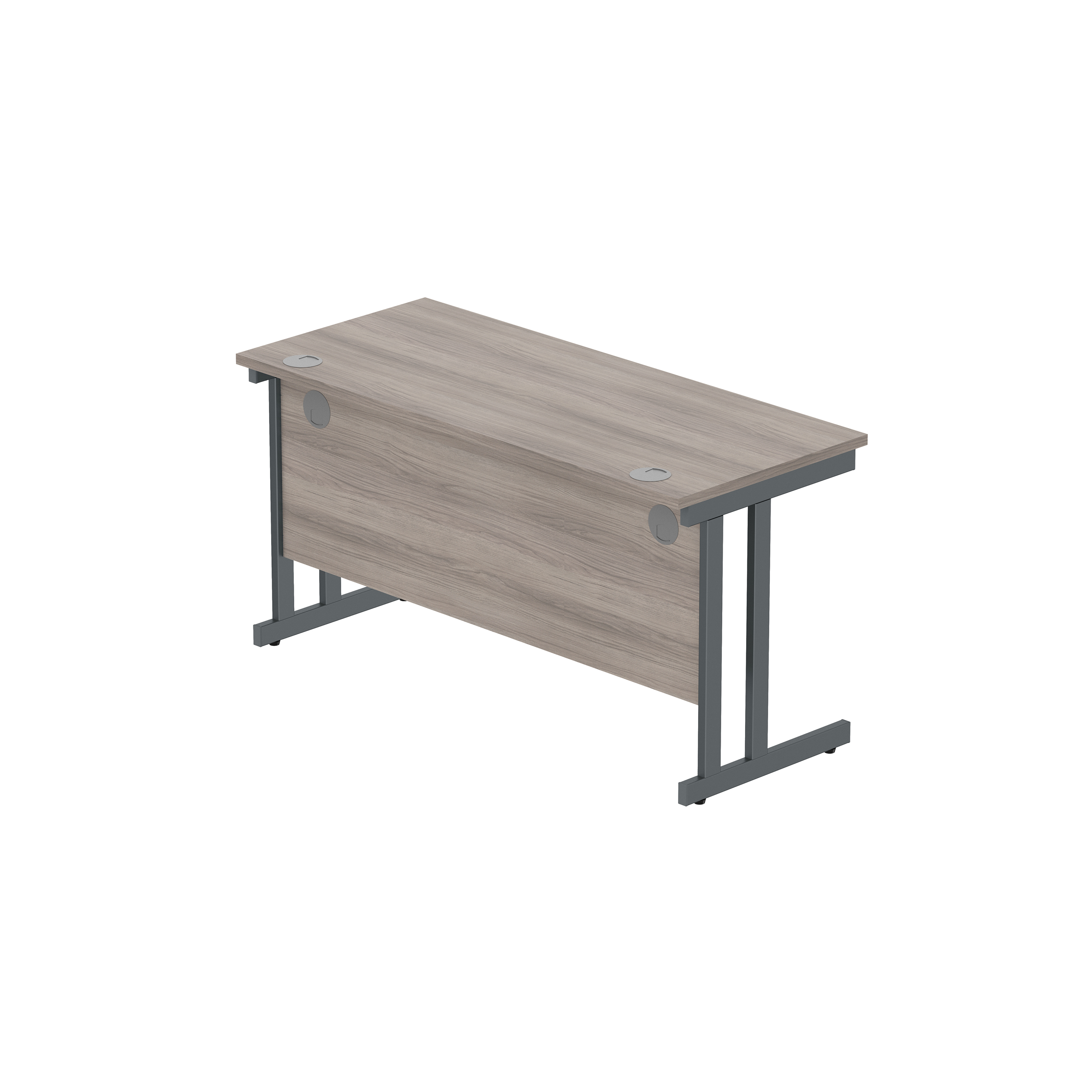 Office Rectangular Desk with Steel Double Upright Cantilever Frame (FSC) | 1400X600 | Alaskan Grey Oak/Graphite thumbnail 6