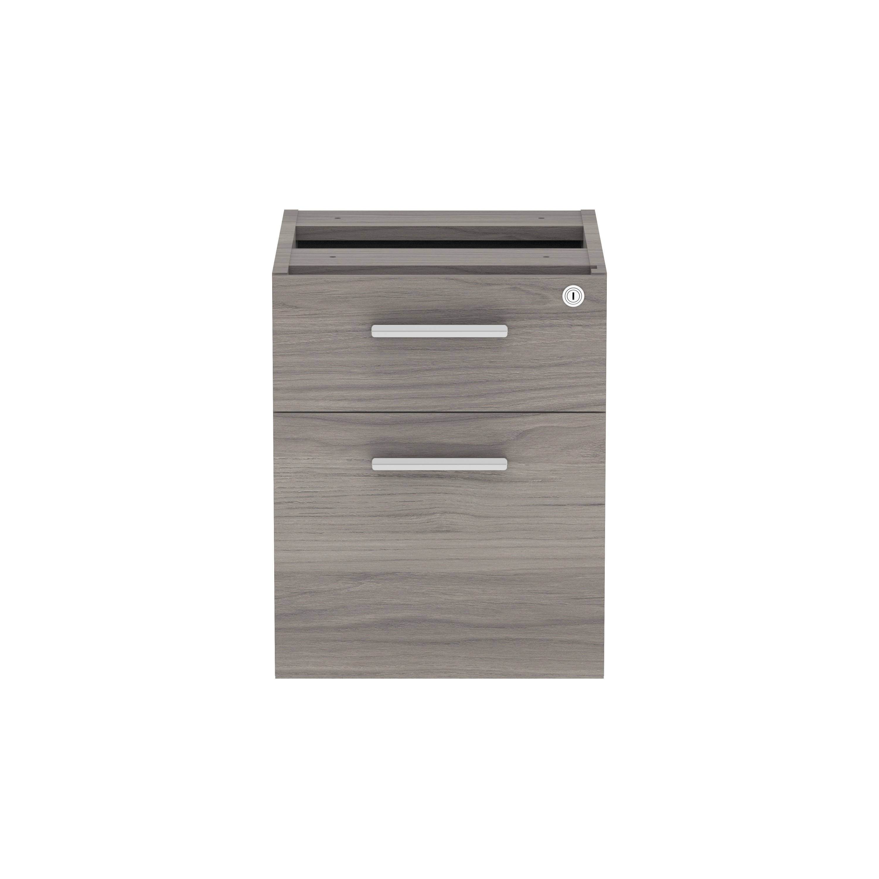Fixed Under Desk Office Storage Unit (FSC) | 2 Drawers | 600 Deep | Alaskan Grey Oak thumbnail 2