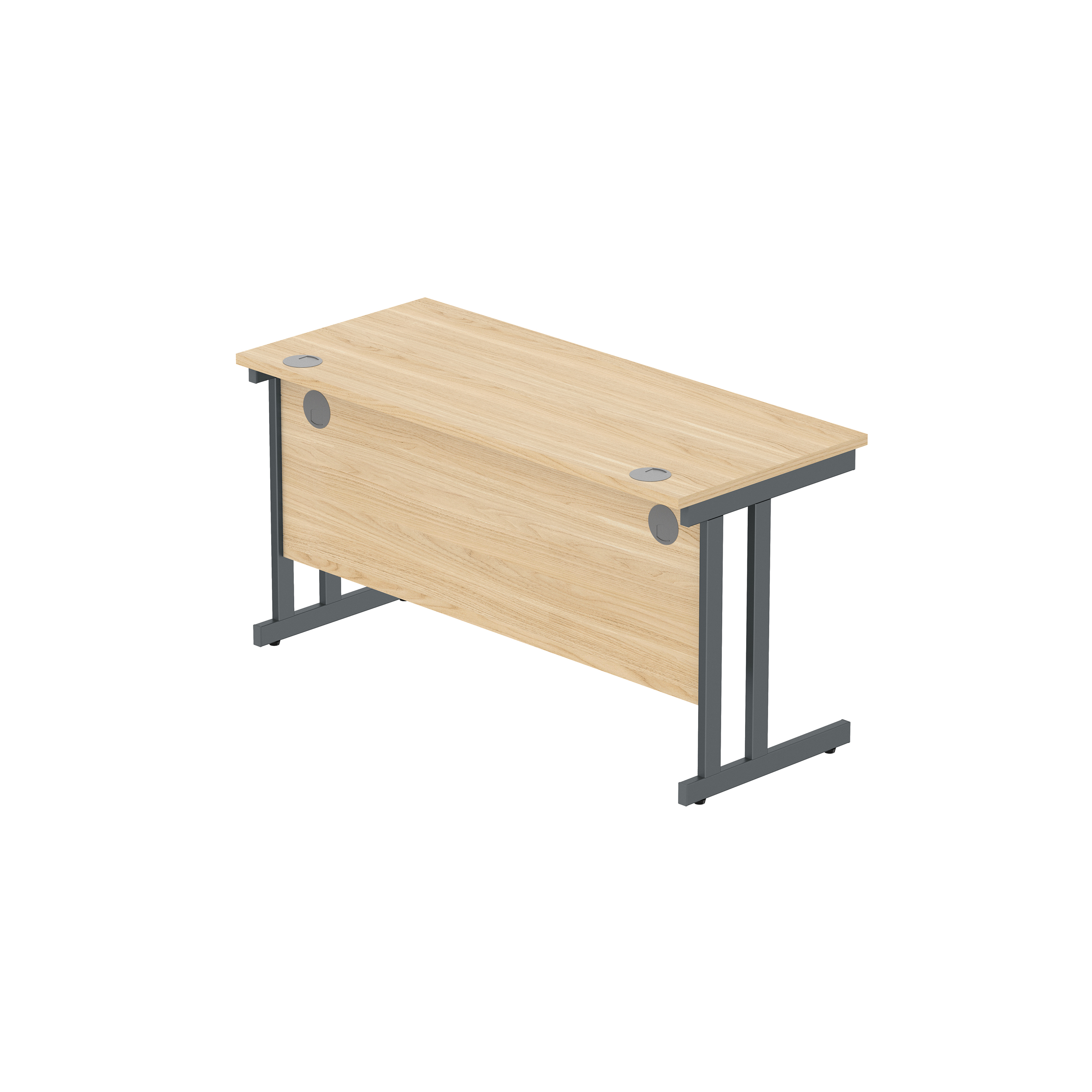 Office Rectangular Desk with Steel Double Upright Cantilever Frame (FSC) | 1400X600 | Canadian Oak/Graphite thumbnail 6