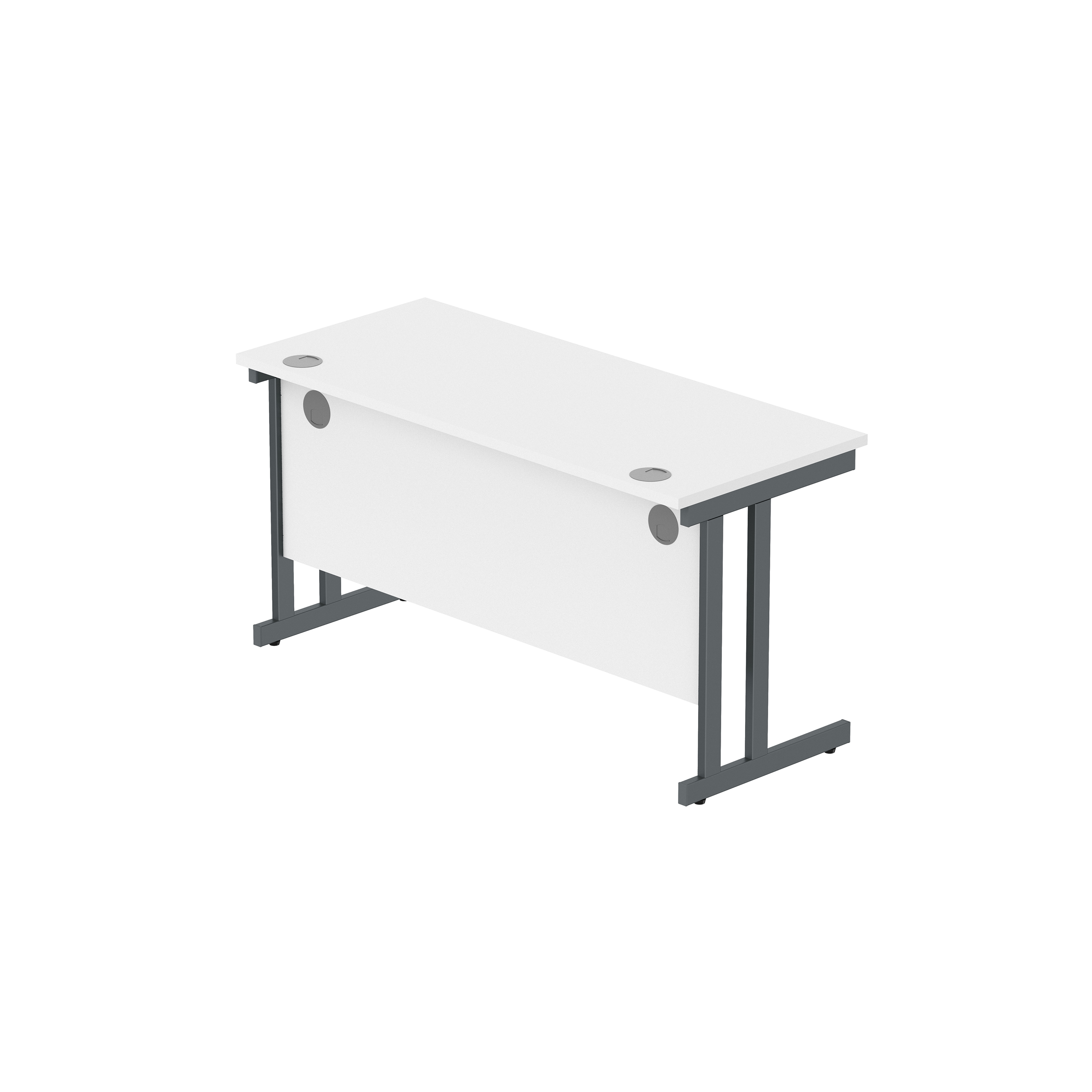 Office Rectangular Desk with Steel Double Upright Cantilever Frame (FSC) | 1400X600 | Arctic White/Graphite thumbnail 6