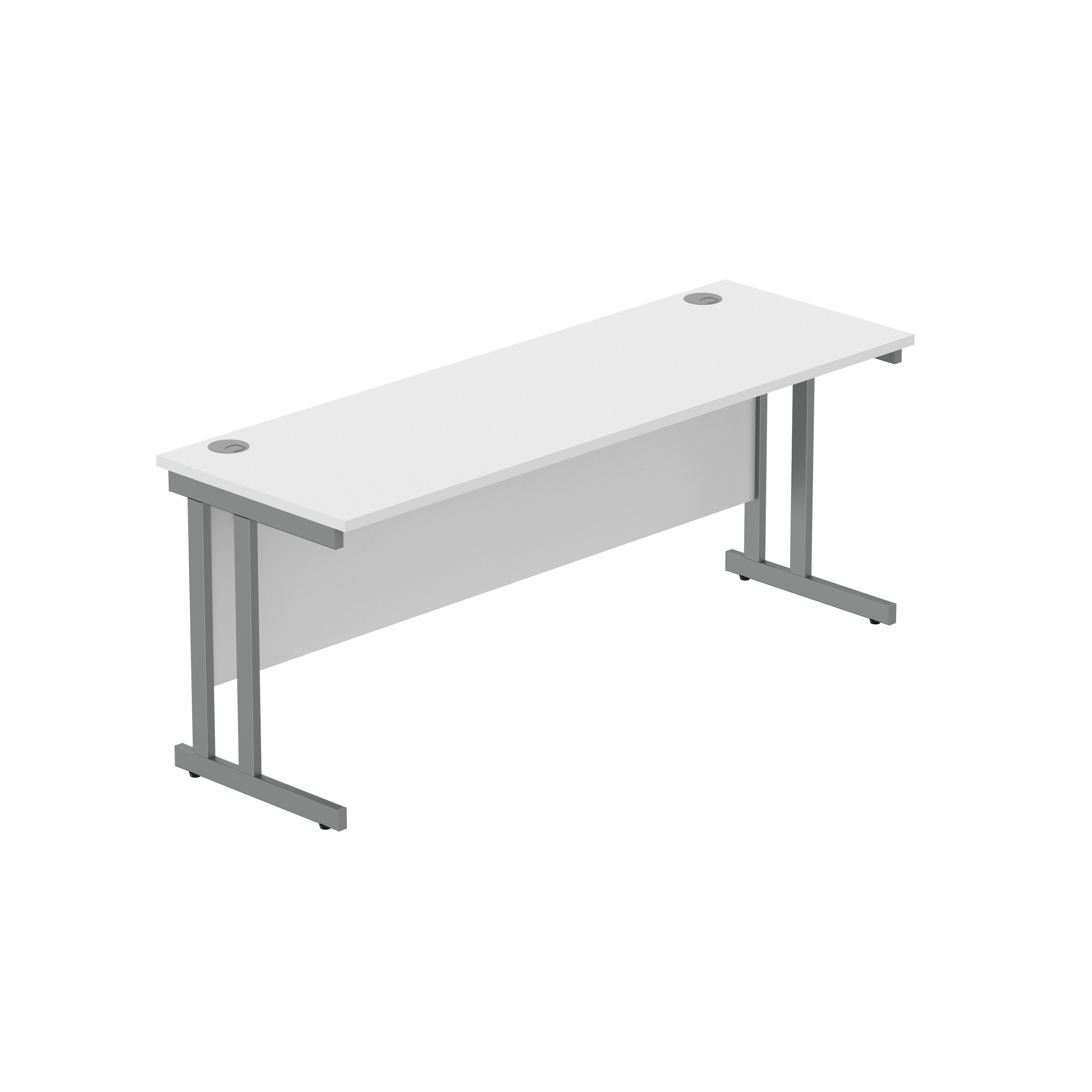 Office Rectangular Desk with Steel Double Upright Cantilever Frame (FSC) | 1800X600 | Arctic White/Graphite