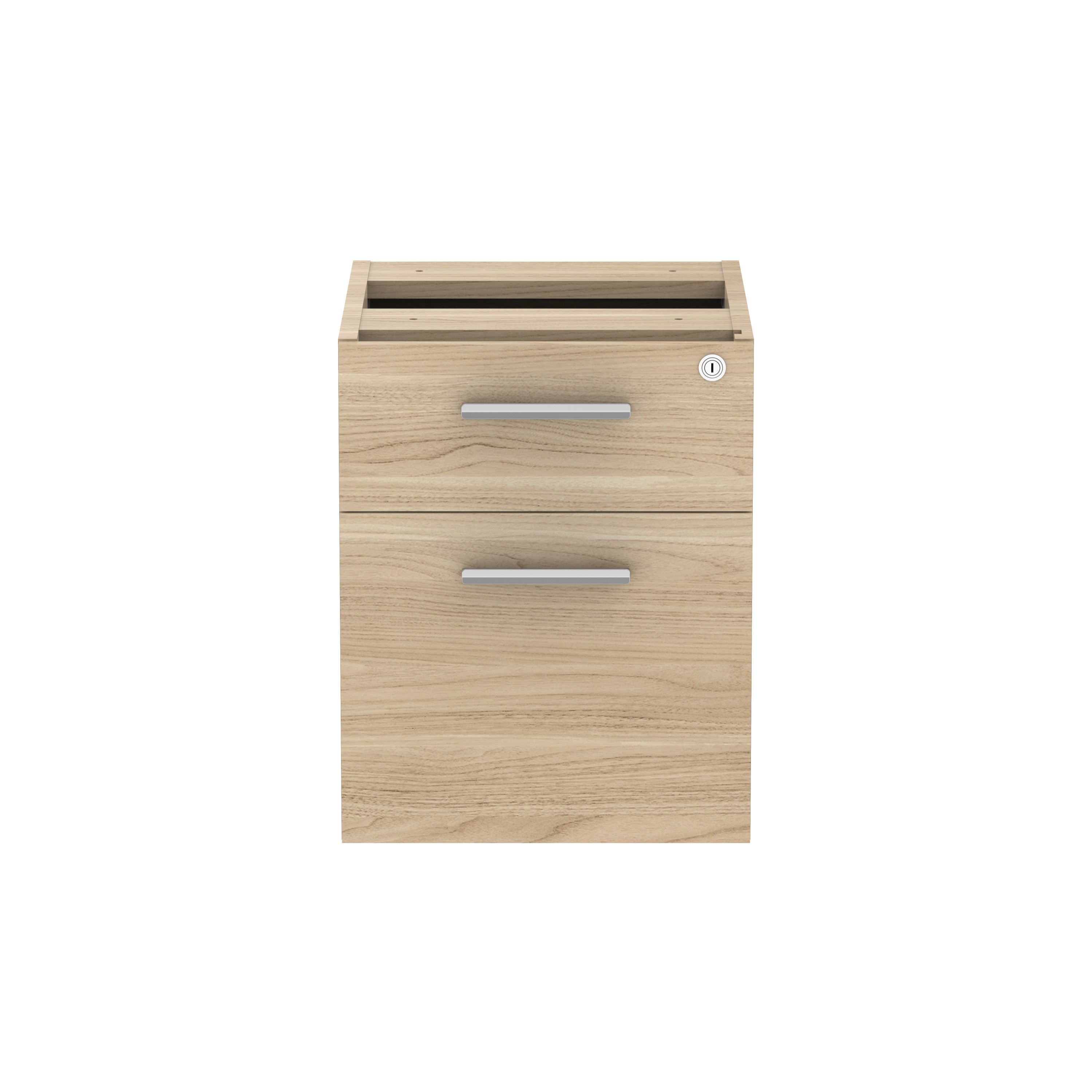 Fixed Under Desk Office Storage Unit (FSC) | 2 Drawers | 600 Deep | Canadian Oak thumbnail 2