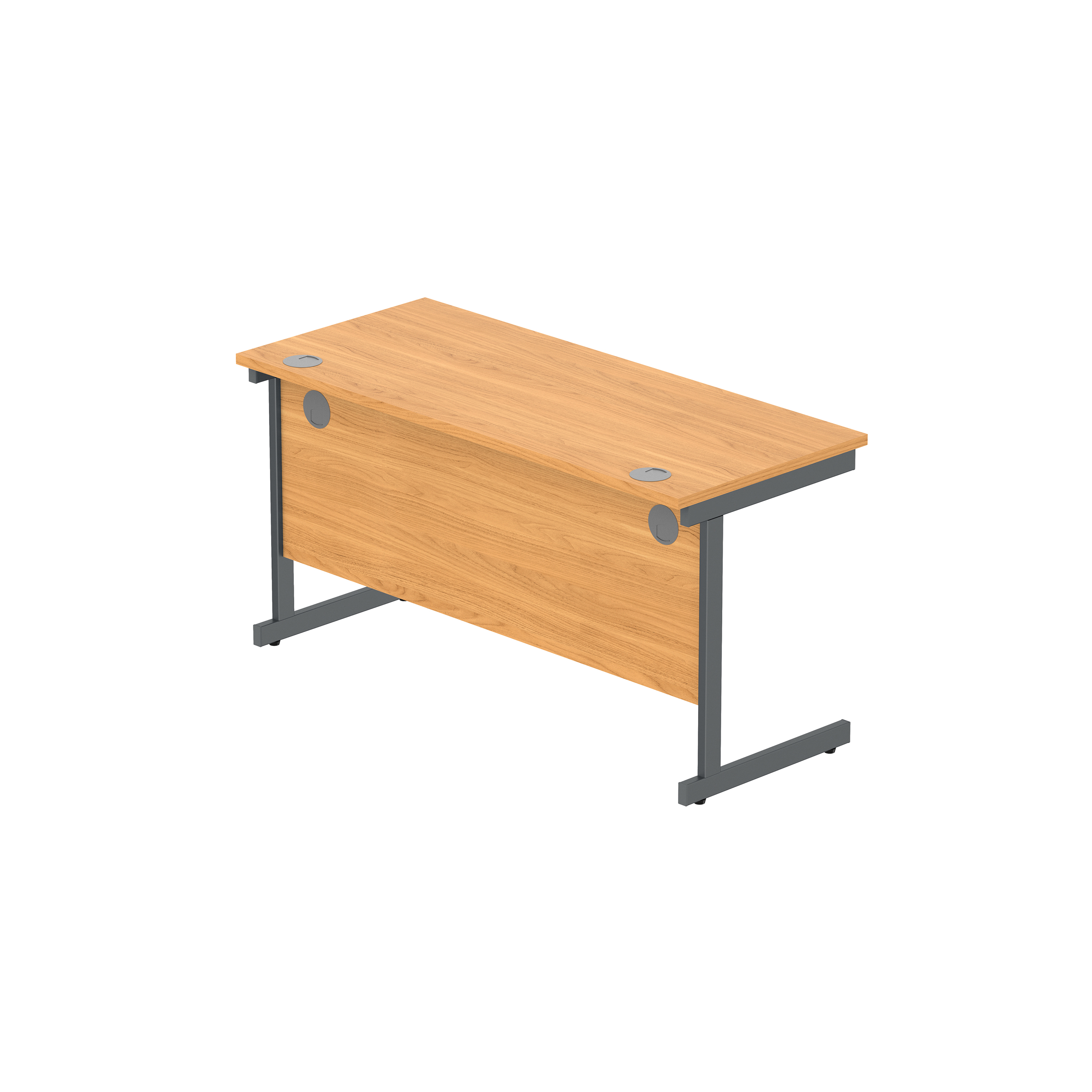 Office Rectangular Desk with Steel Single Upright Cantilever Frame (FSC) | 1400X600 | Norwegian Beech/Graphite thumbnail 6