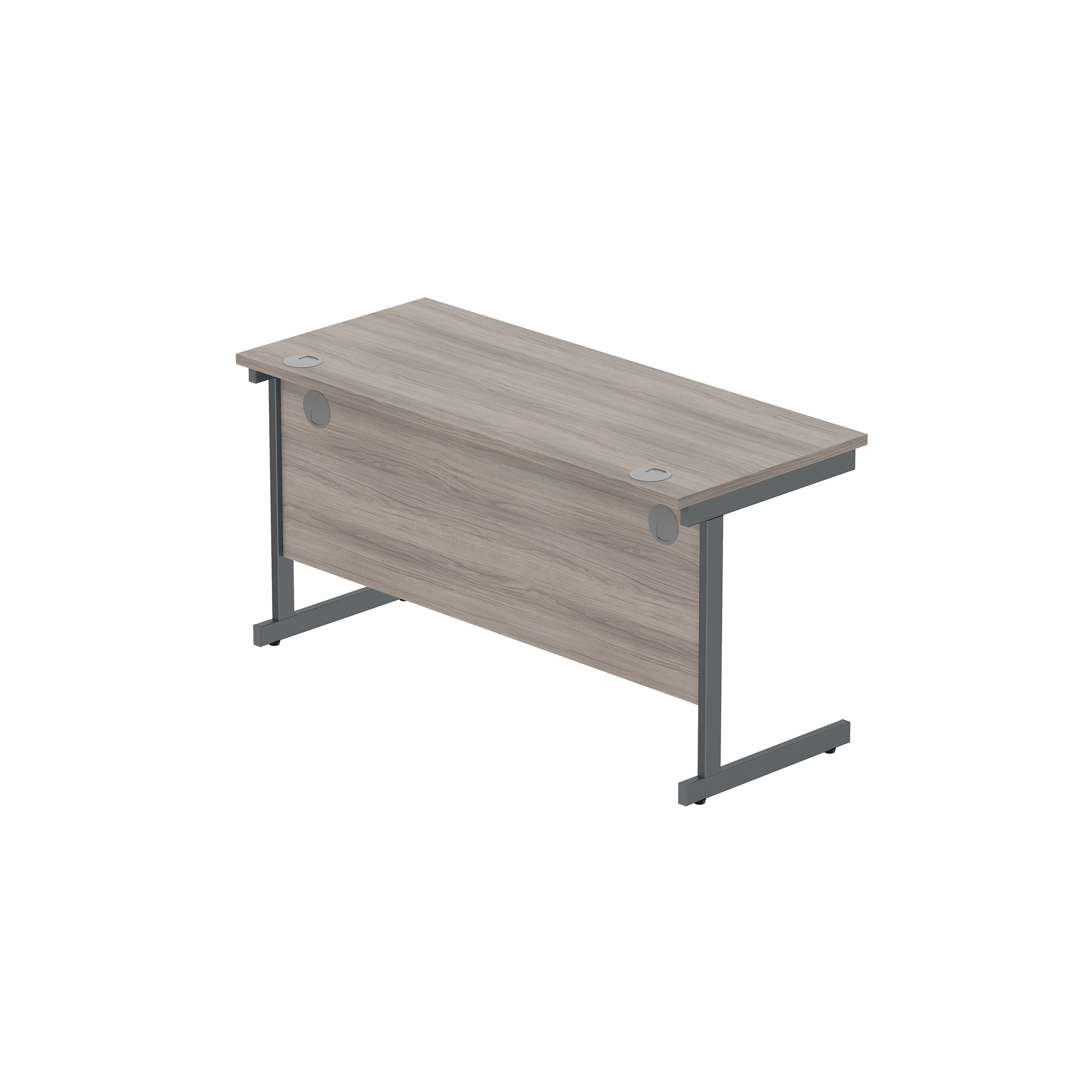 Office Rectangular Desk with Steel Single Upright Cantilever Frame (FSC) | 1400X600 | Alaskan Grey Oak/Graphite thumbnail 6