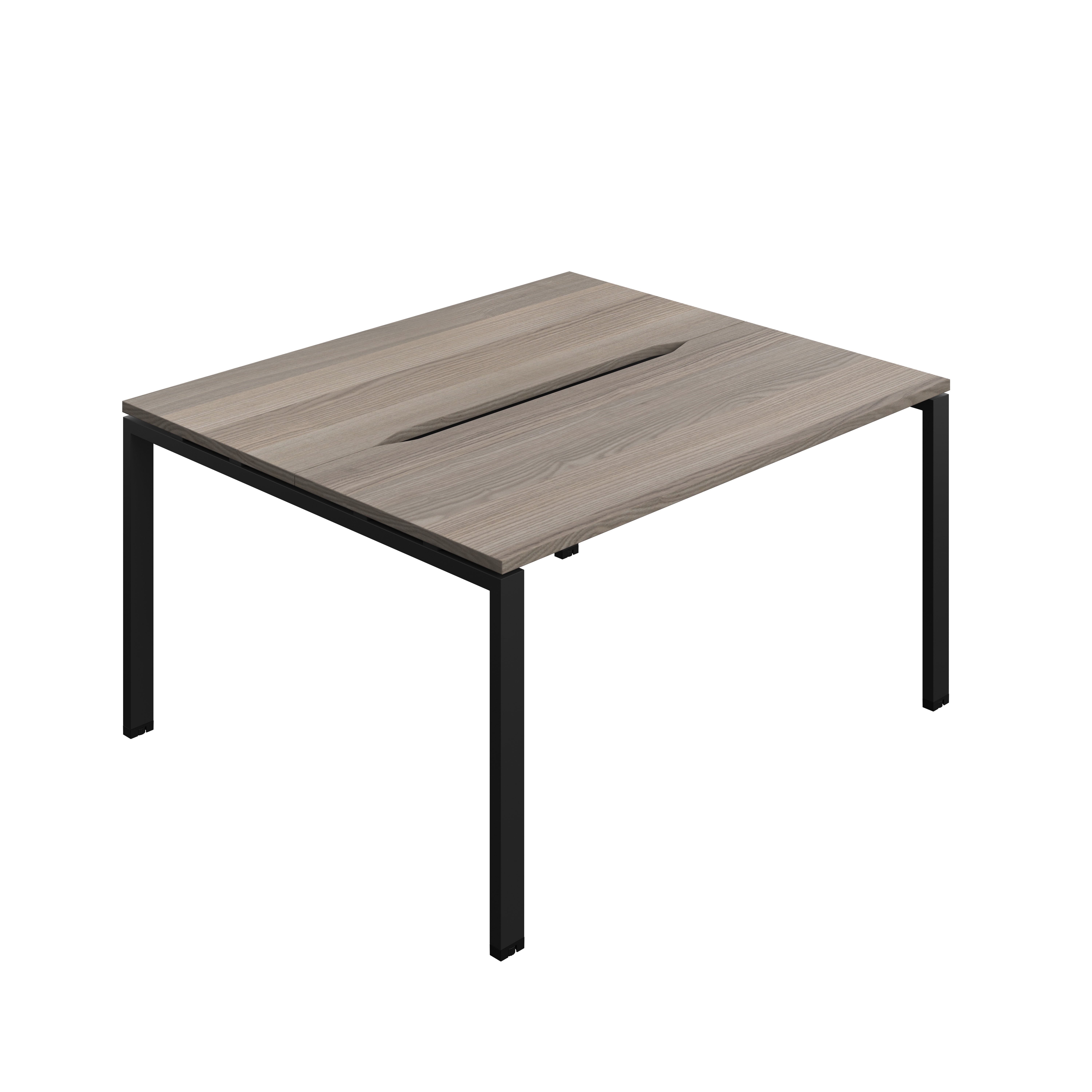 Synergy Bench with Cut Out: 2 Person (FSC) : Goal Post Leg : 1400 | 600 | Grey Oak/Black