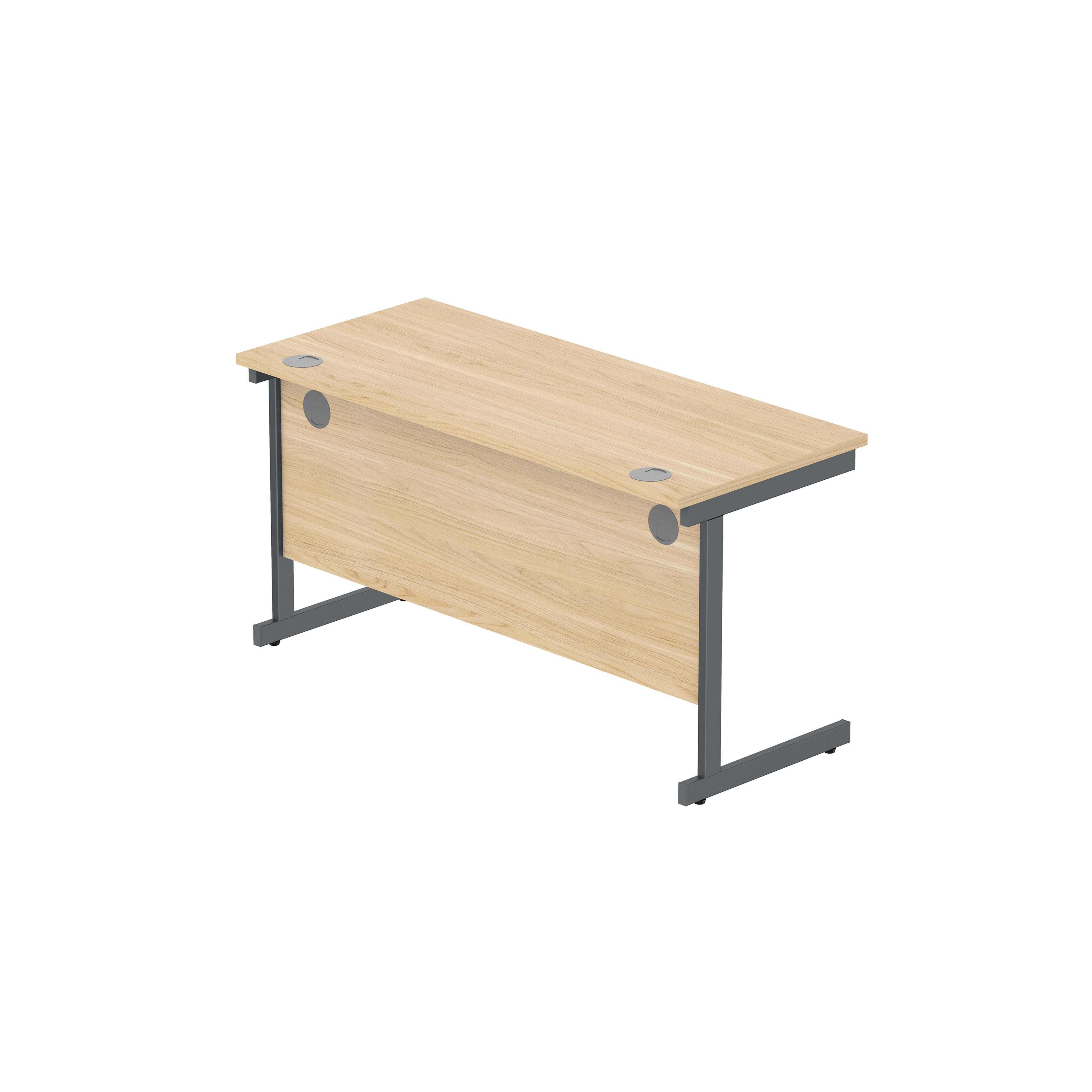 Office Rectangular Desk with Steel Single Upright Cantilever Frame (FSC) | 1400X600 | Canadian Oak/Graphite thumbnail 6