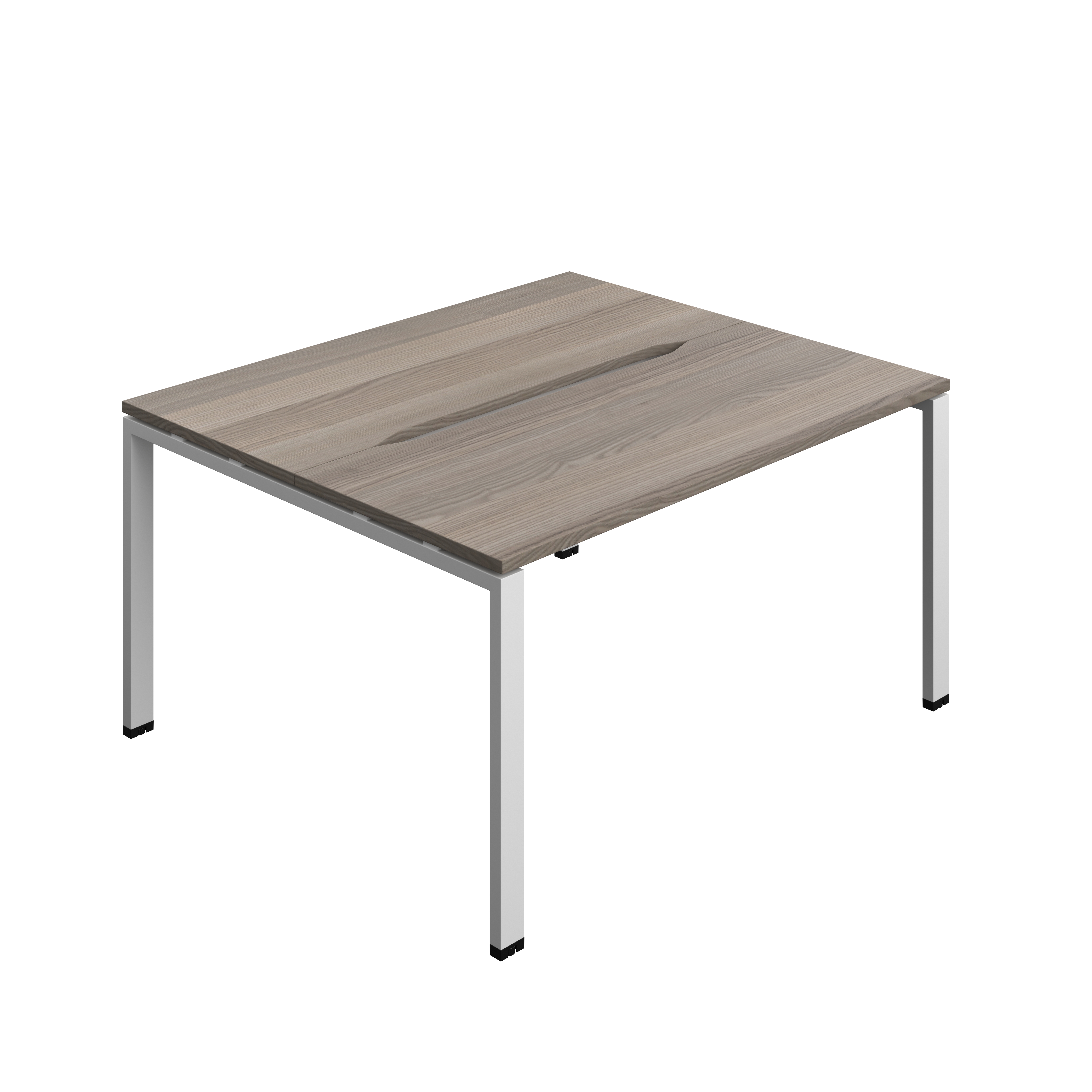 Synergy Bench with Cut Out: 2 Person (FSC) : Goal Post Leg : 1400 | 600 | Grey Oak/Silver