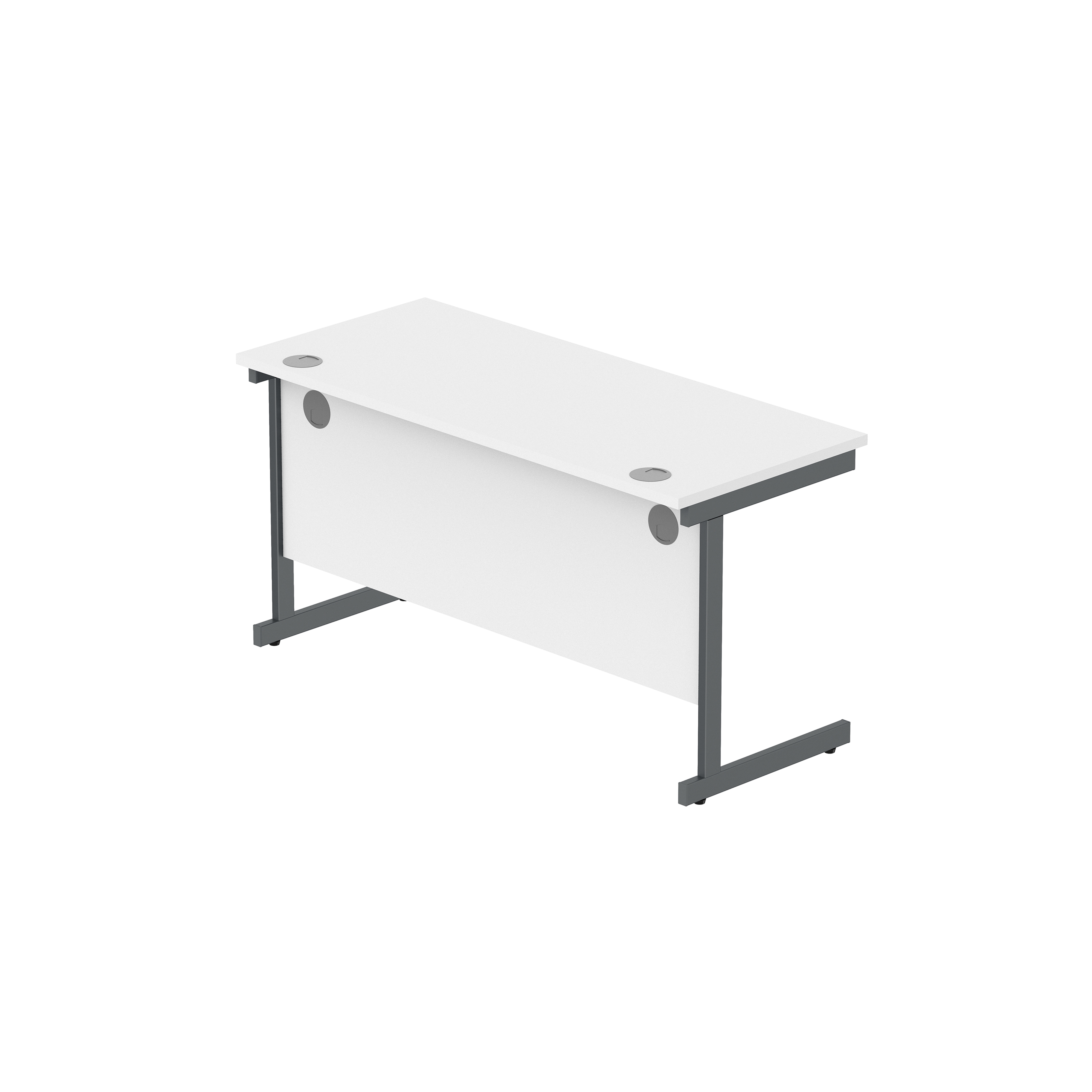 Office Rectangular Desk with Steel Single Upright Cantilever Frame (FSC) | 1400X600 | Arctic White/Graphite thumbnail 6