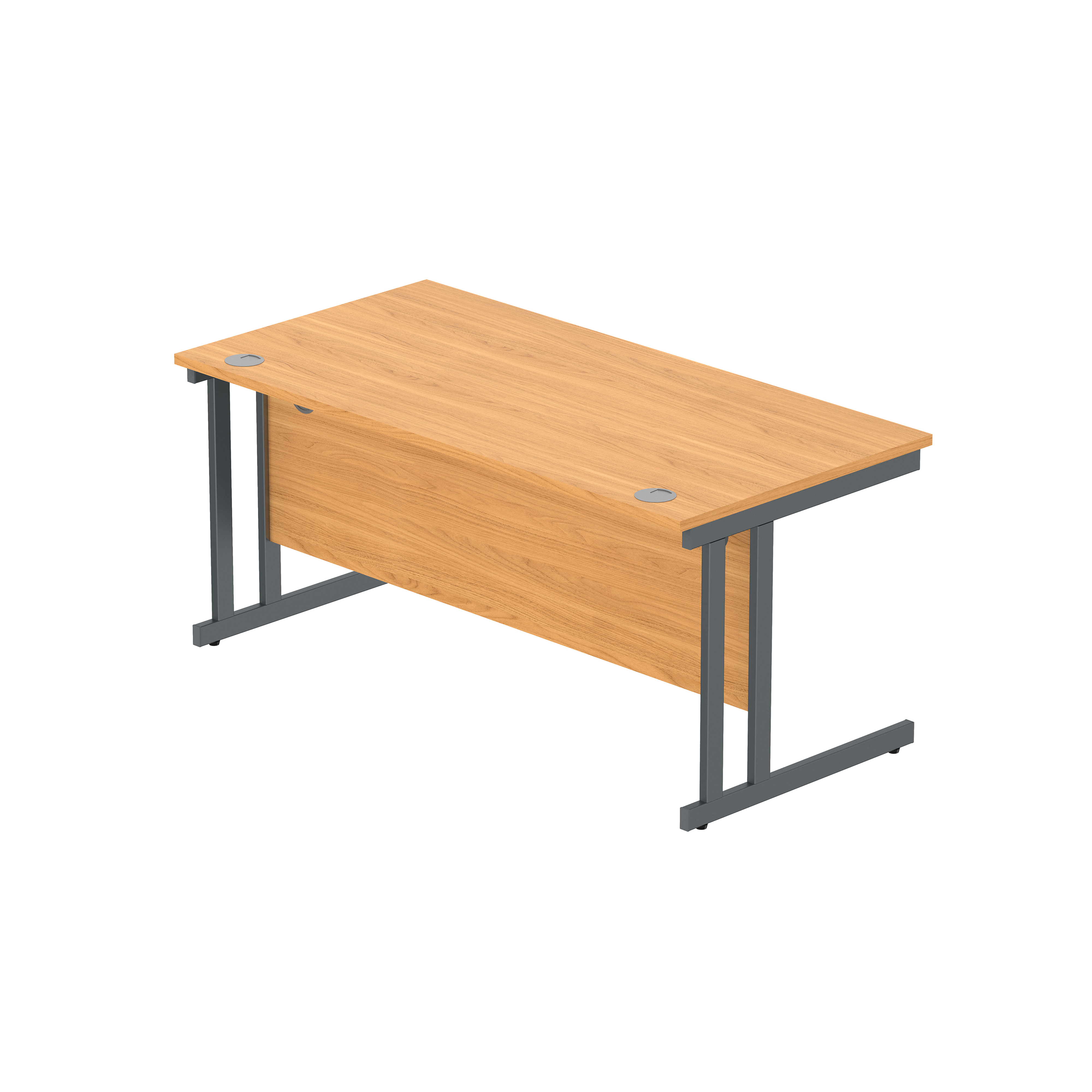 Office Rectangular Desk with Steel Double Upright Cantilever Frame (FSC) | 1600X800 | Norwegian Beech/Graphite thumbnail 5
