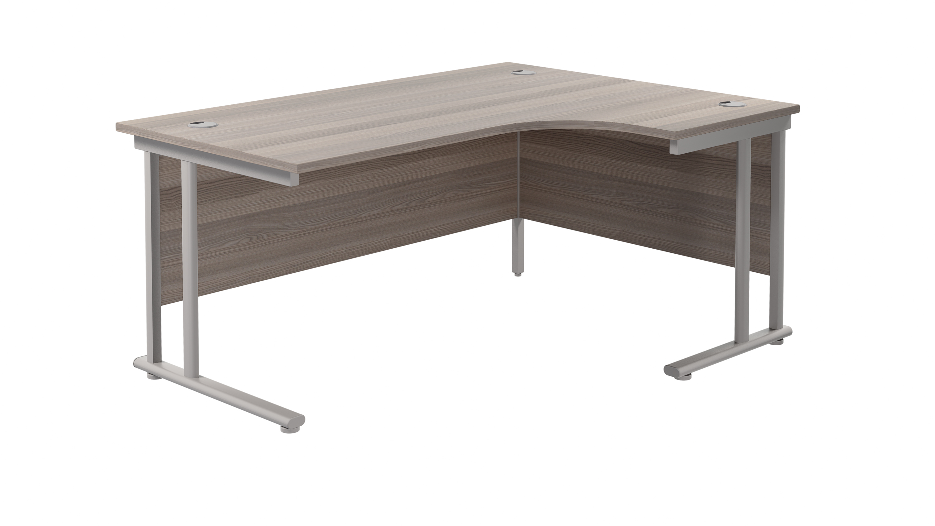 Twin+Upright+Right+Hand+Radial+Desk+%28FSC%29+1600X1200+Grey+Oak%2FSilver