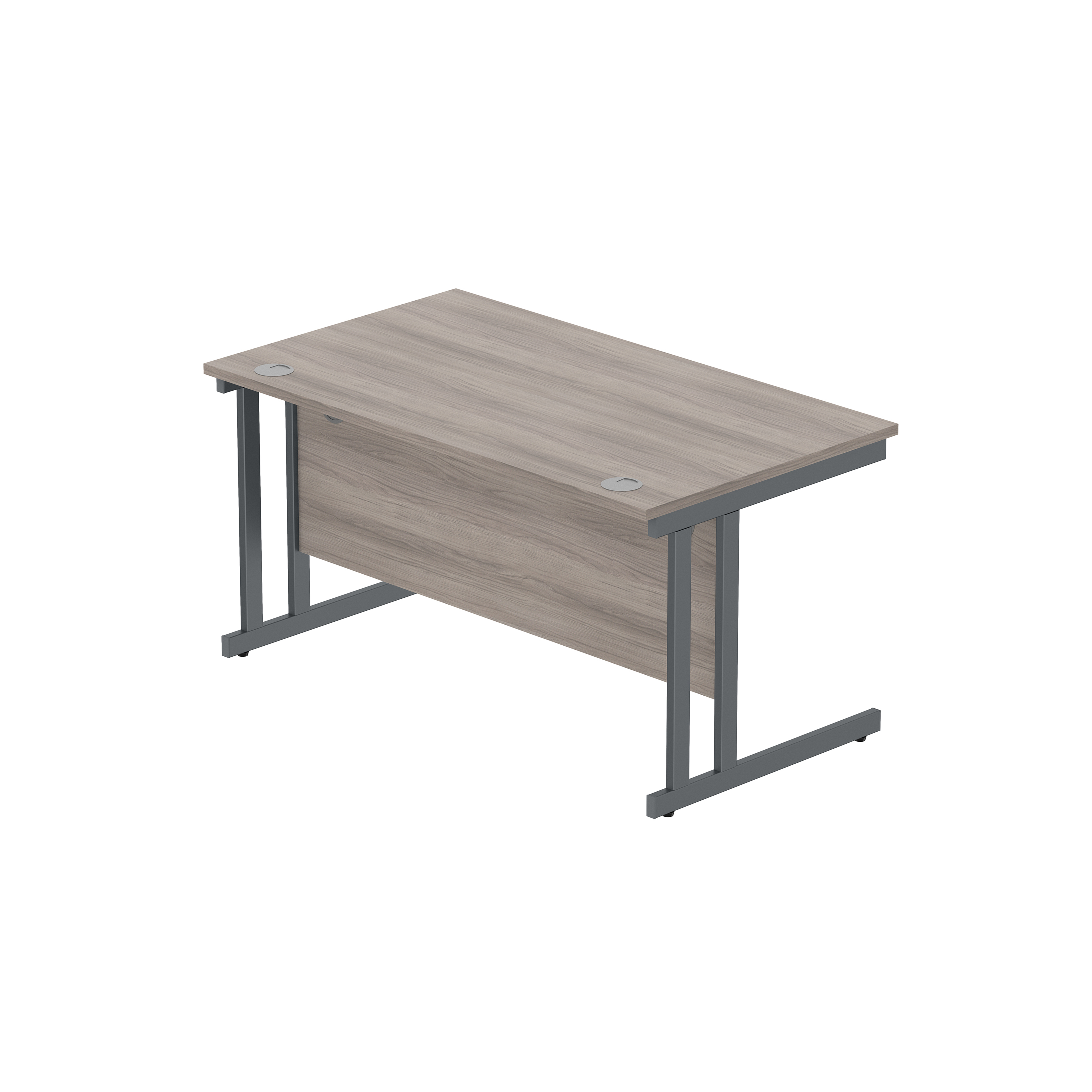Office Rectangular Desk with Steel Double Upright Cantilever Frame (FSC) | 1400X800 | Alaskan Grey Oak/Graphite thumbnail 6