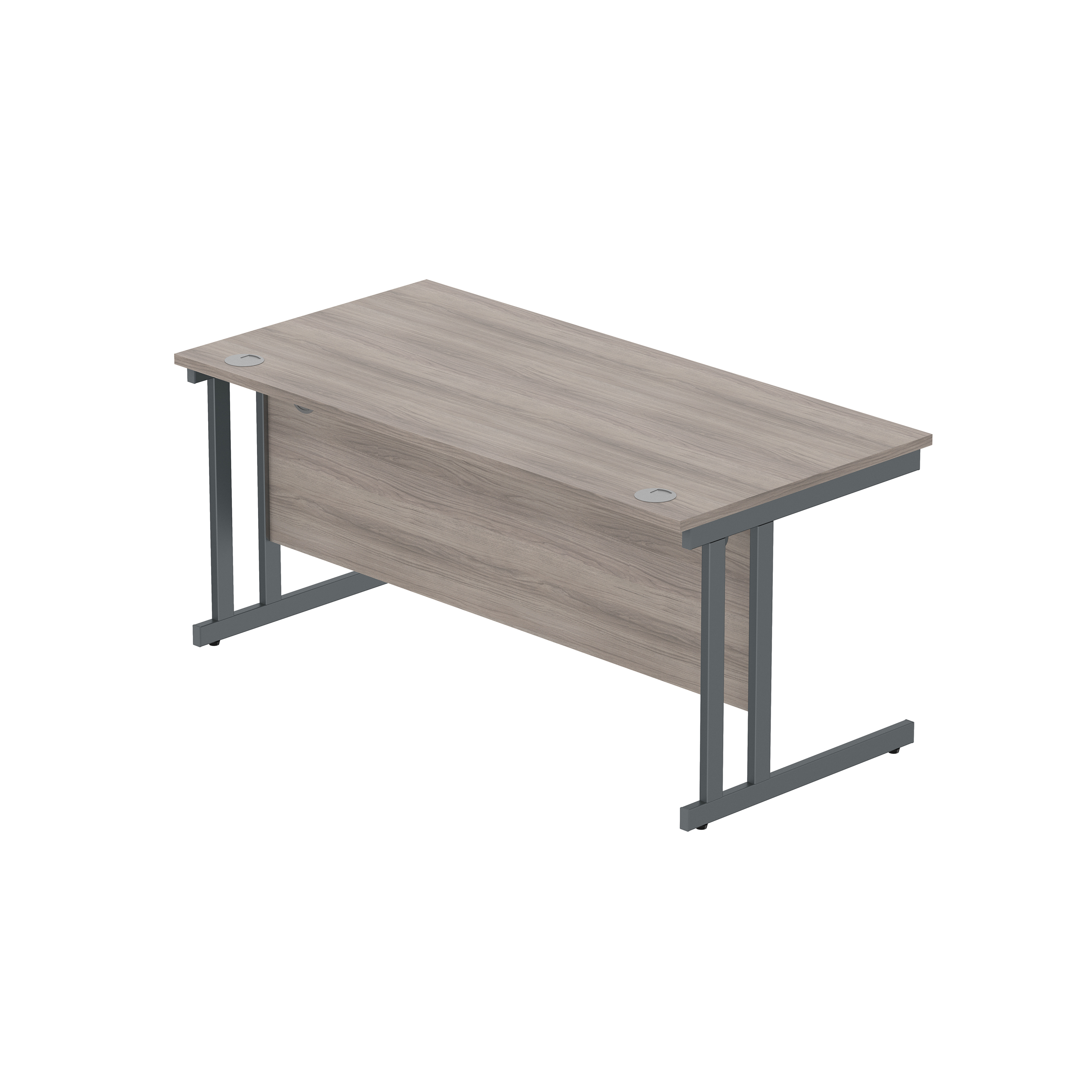 Office Rectangular Desk with Steel Double Upright Cantilever Frame (FSC) | 1600X800 | Alaskan Grey Oak/Graphite thumbnail 5