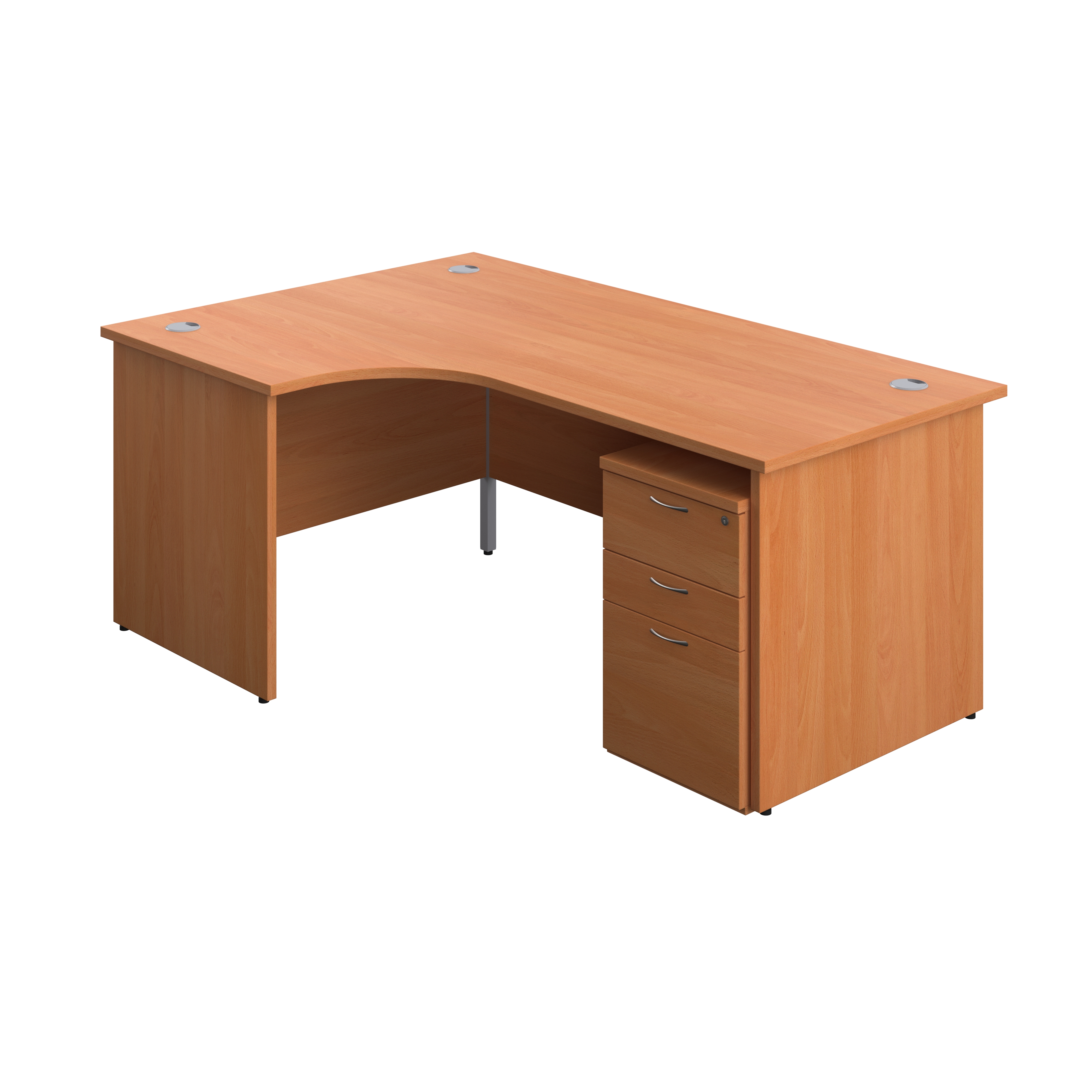 Panel Left Hand Radial Desk + 3 Drawer High Mobile Pedestal Bundle (FSC) | 1800X1200 | Beech/Beech