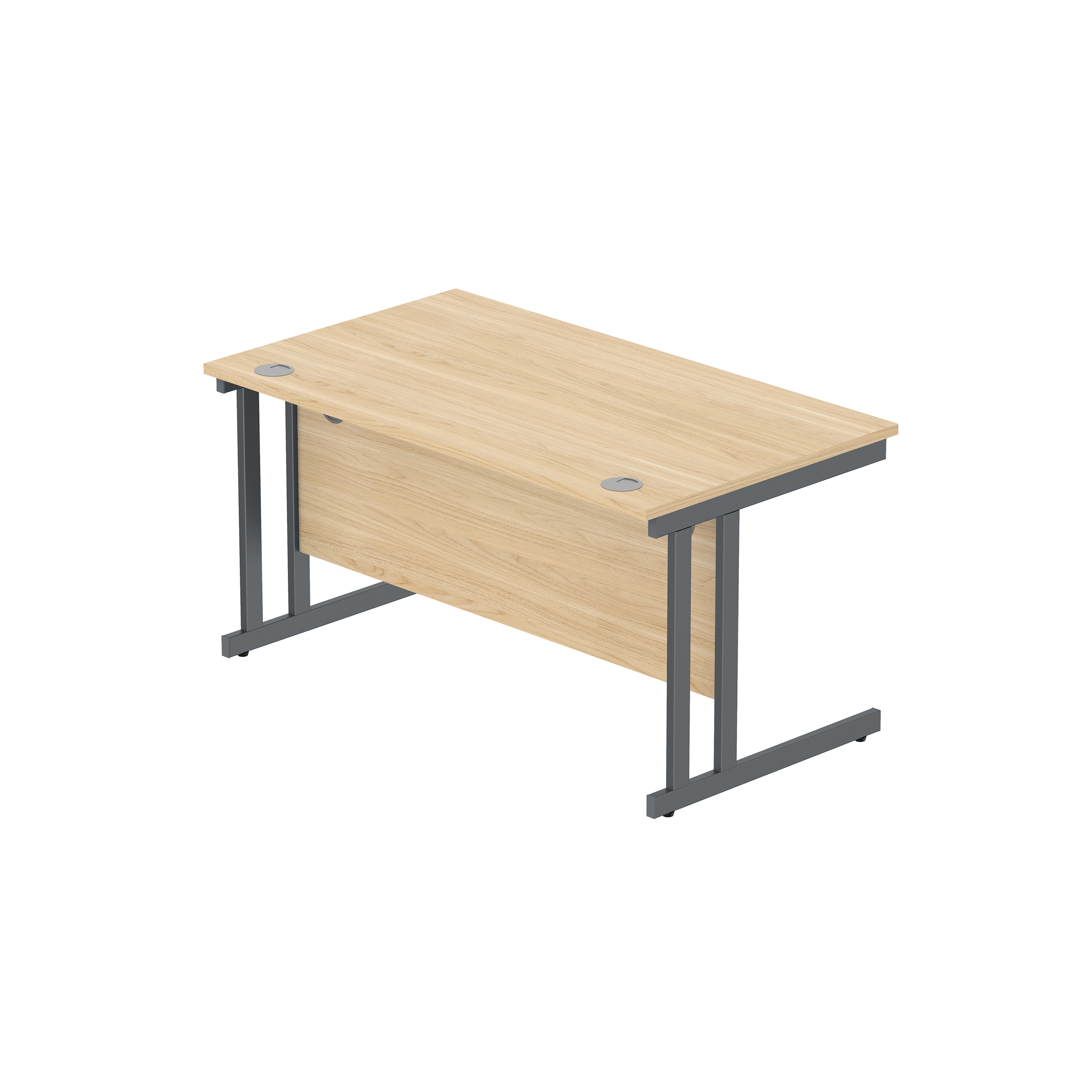 Office Rectangular Desk with Steel Double Upright Cantilever Frame (FSC) | 1400X800 | Canadian Oak/Graphite thumbnail 6