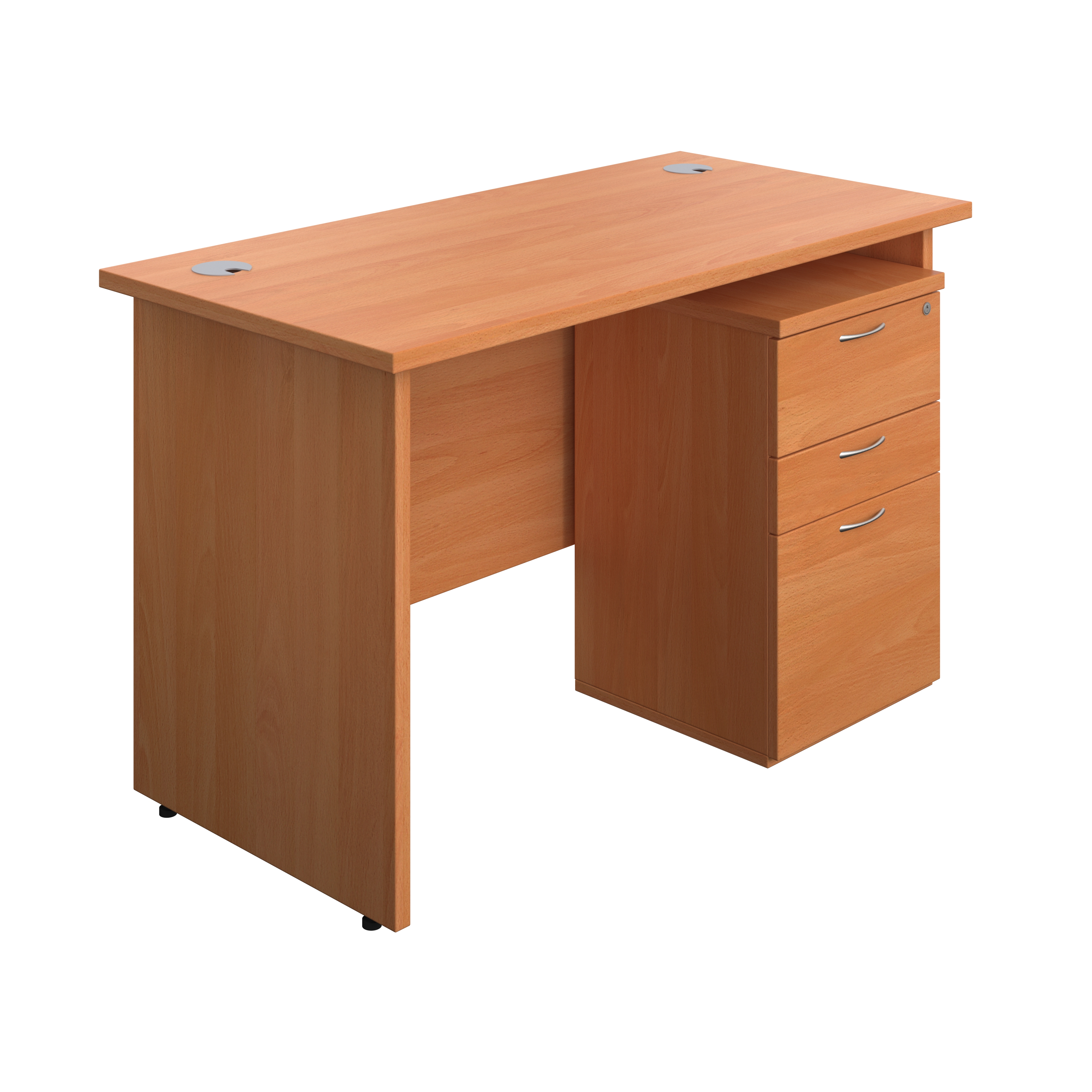 Panel Rectangular Desk + 3 Drawer High Mobile Pedestal Bundle (FSC) | 1200X600 | Beech/Beech