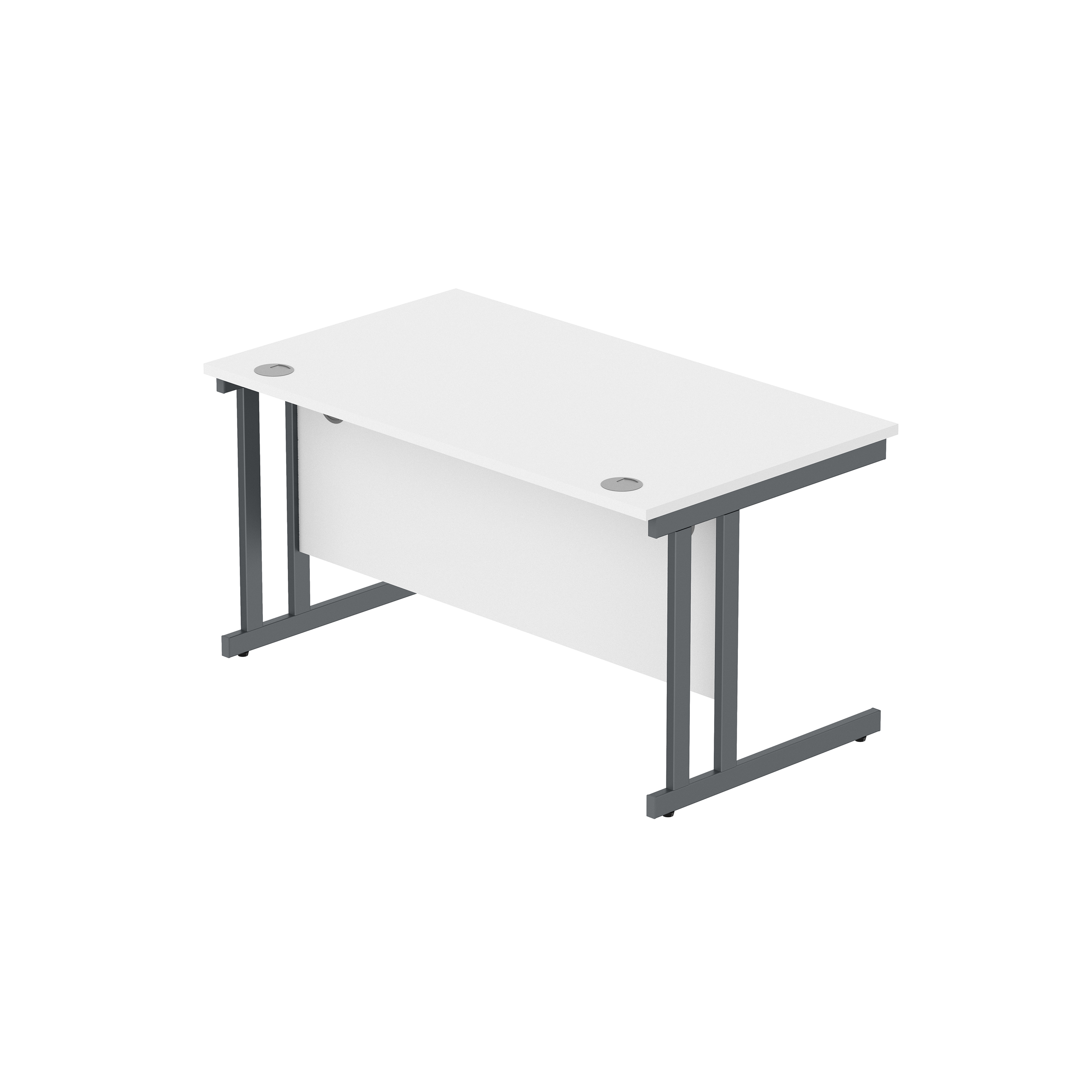 Office Rectangular Desk with Steel Double Upright Cantilever Frame (FSC) | 1400X800 | Arctic White/Graphite thumbnail 6
