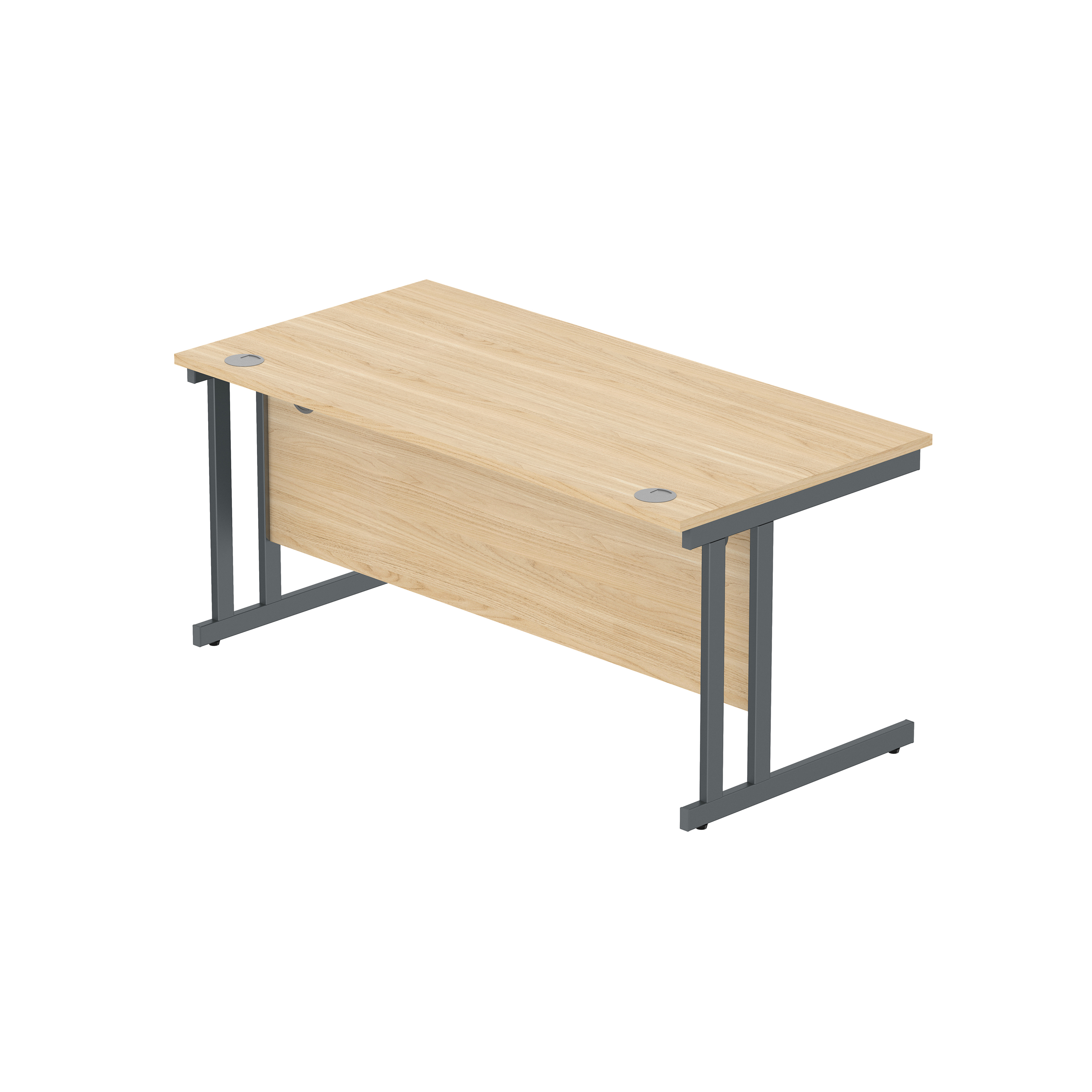 Office Rectangular Desk with Steel Double Upright Cantilever Frame (FSC) | 1600X800 | Canadian Oak/Graphite thumbnail 5