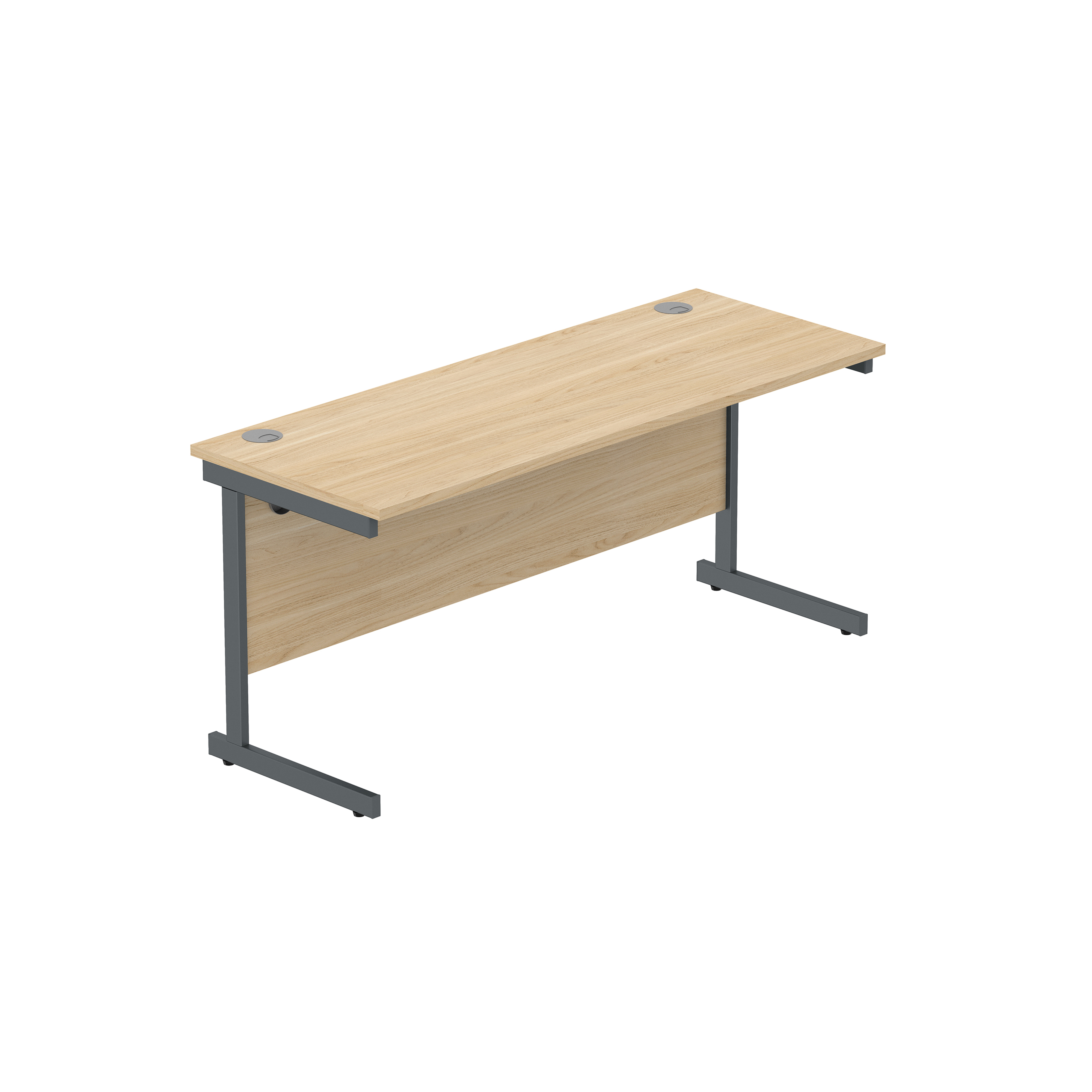 Office Rectangular Desk with Steel Single Upright Cantilever Frame (FSC) | 1600X600 | Canadian Oak/Graphite thumbnail 2
