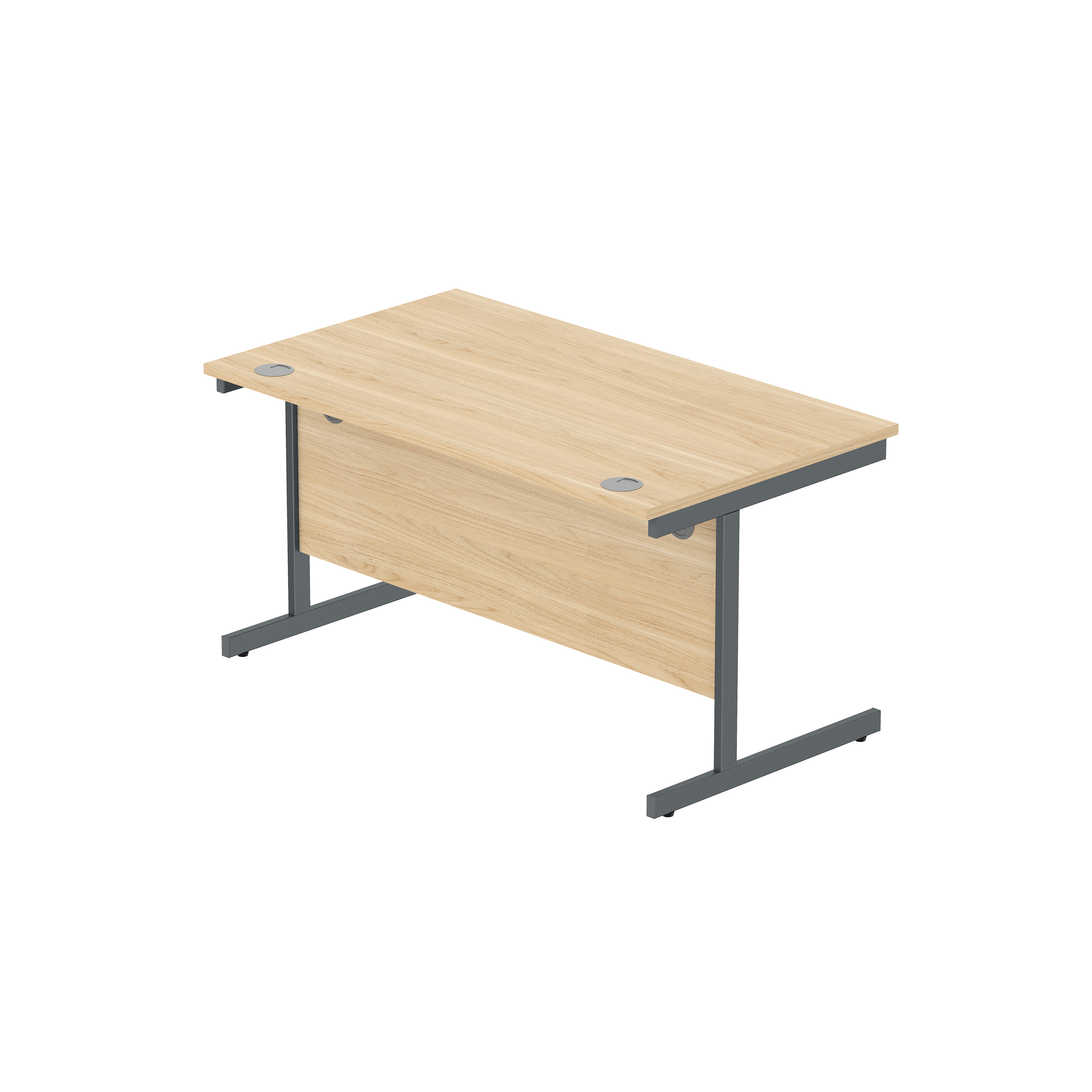 Office Rectangular Desk with Steel Single Upright Cantilever Frame (FSC) | 1400X800 | Canadian Oak/Graphite thumbnail 6