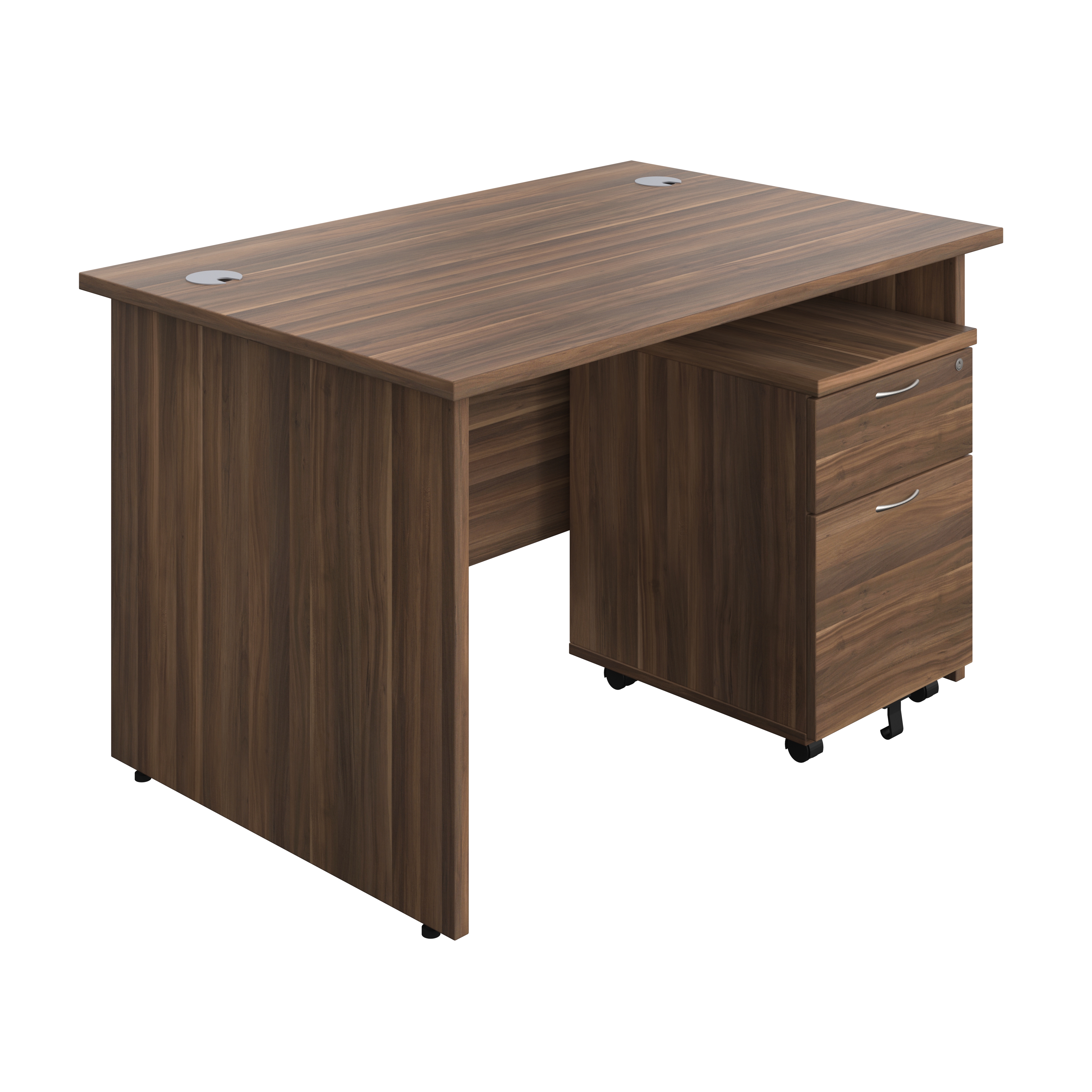 Panel Rectangular Desk + 2 Drawer Mobile Pedestal Bundle (FSC) | 1200X800 | Dark Walnut/Dark Walnut thumbnail 2