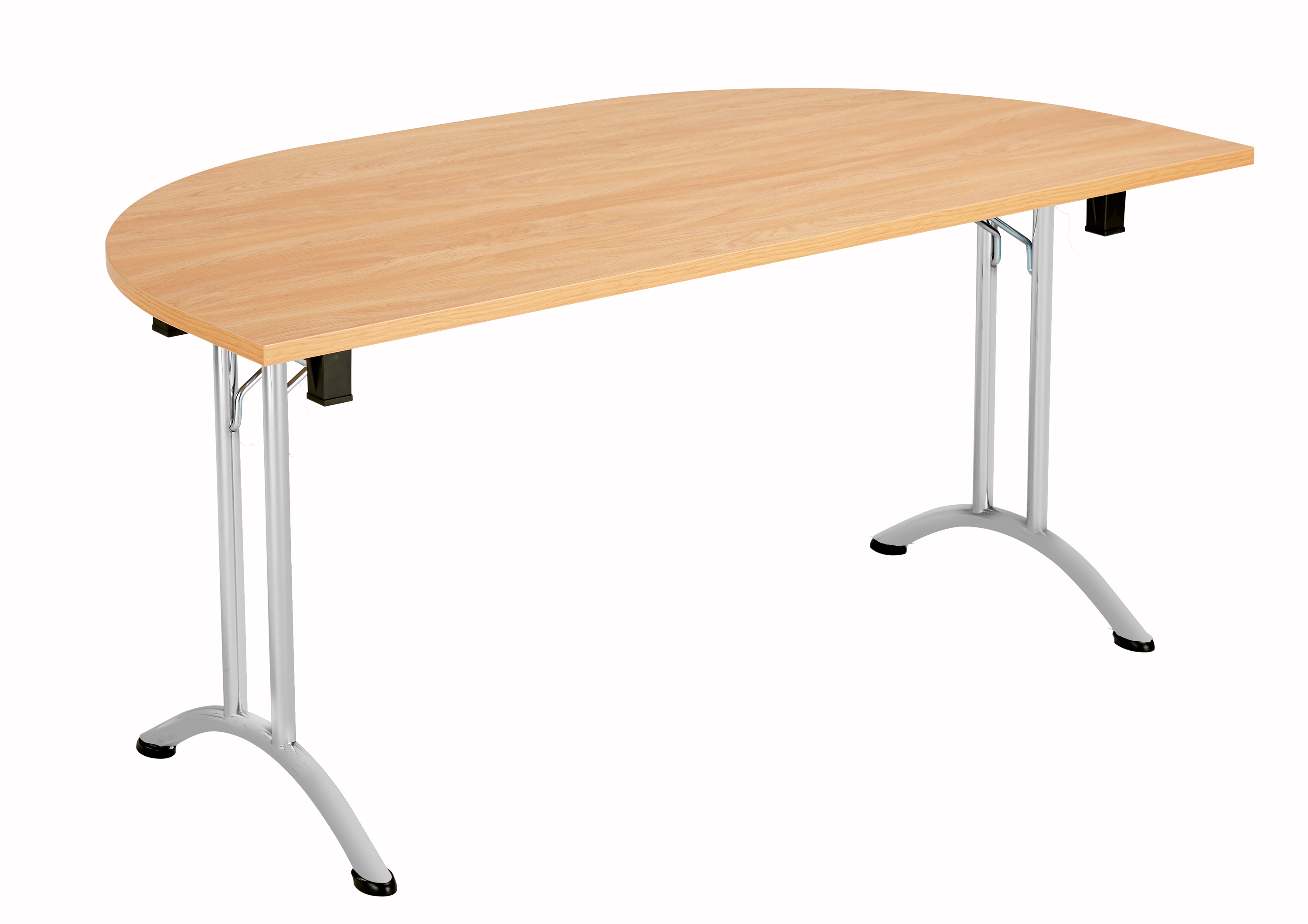 One Union D-End Folding Table (FSC) | 1600 X 800 | Beech/Silver thumbnail 2