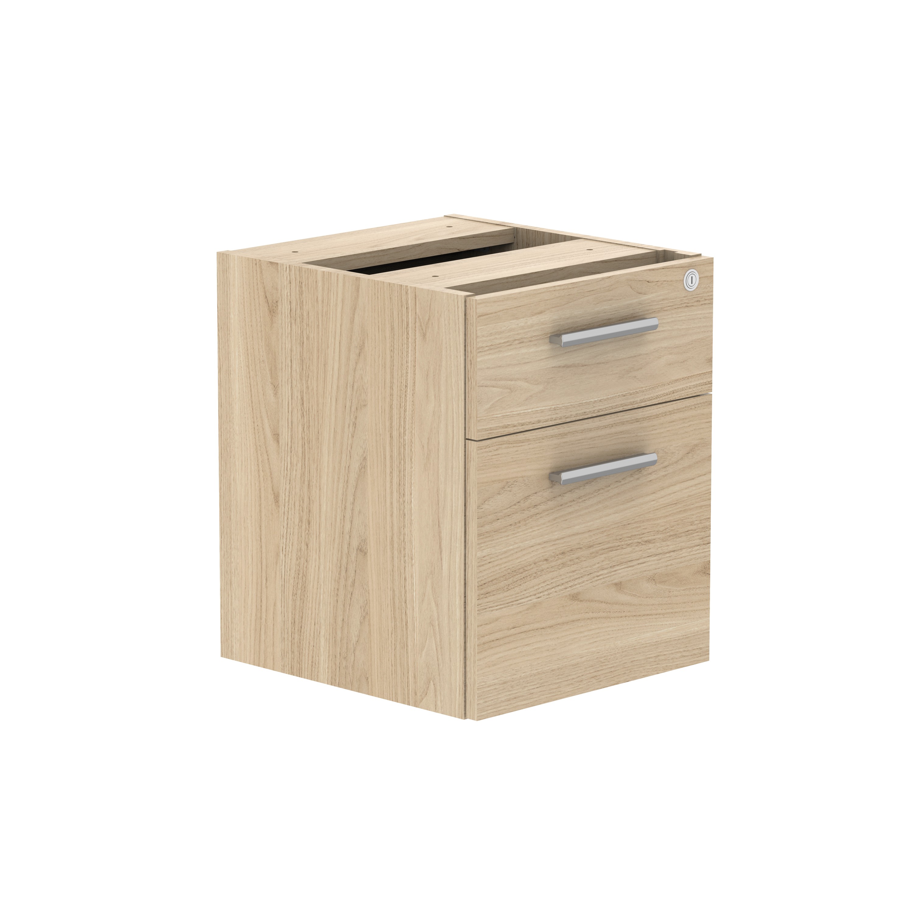 Fixed Under Desk Office Storage Unit (FSC) | 2 Drawers | 800 Deep | Canadian Oak