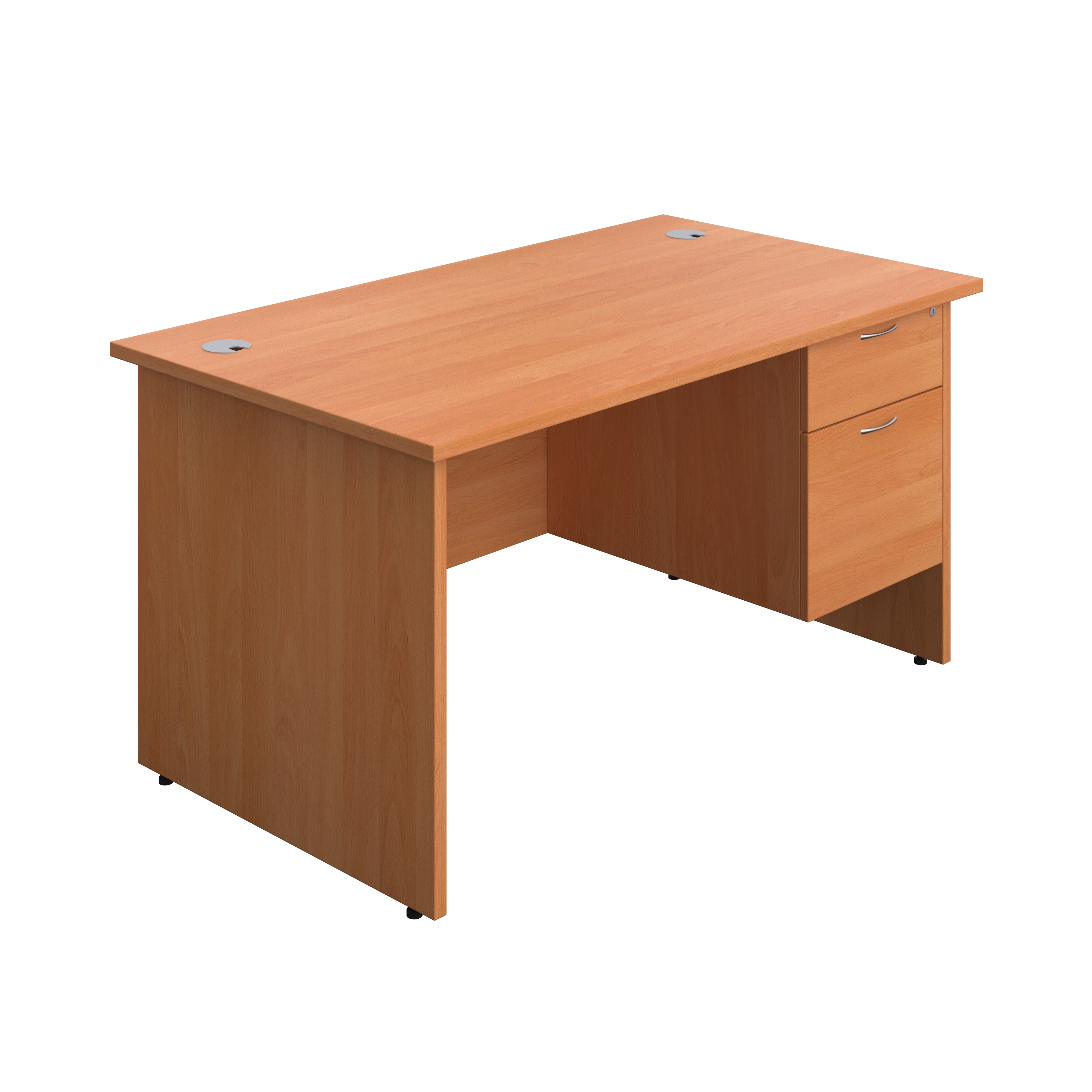 Panel Rectangular Desk + 2 Drawer Fixed Pedestal Bundle (FSC) | 1400X800 | Beech/Beech
